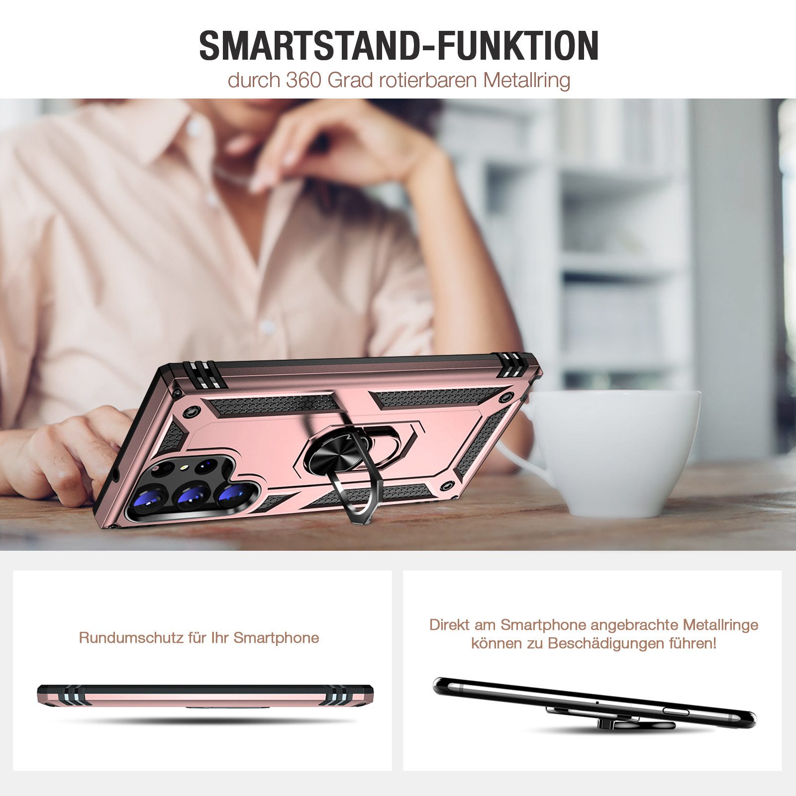 Tec-Expert Handyhülle Outdoor Cover Hülle für Samsung Galaxy S23 Ultra 6.8 Zoll, 6.8, Premium Hülle aus verstärktem Polycarbonat
