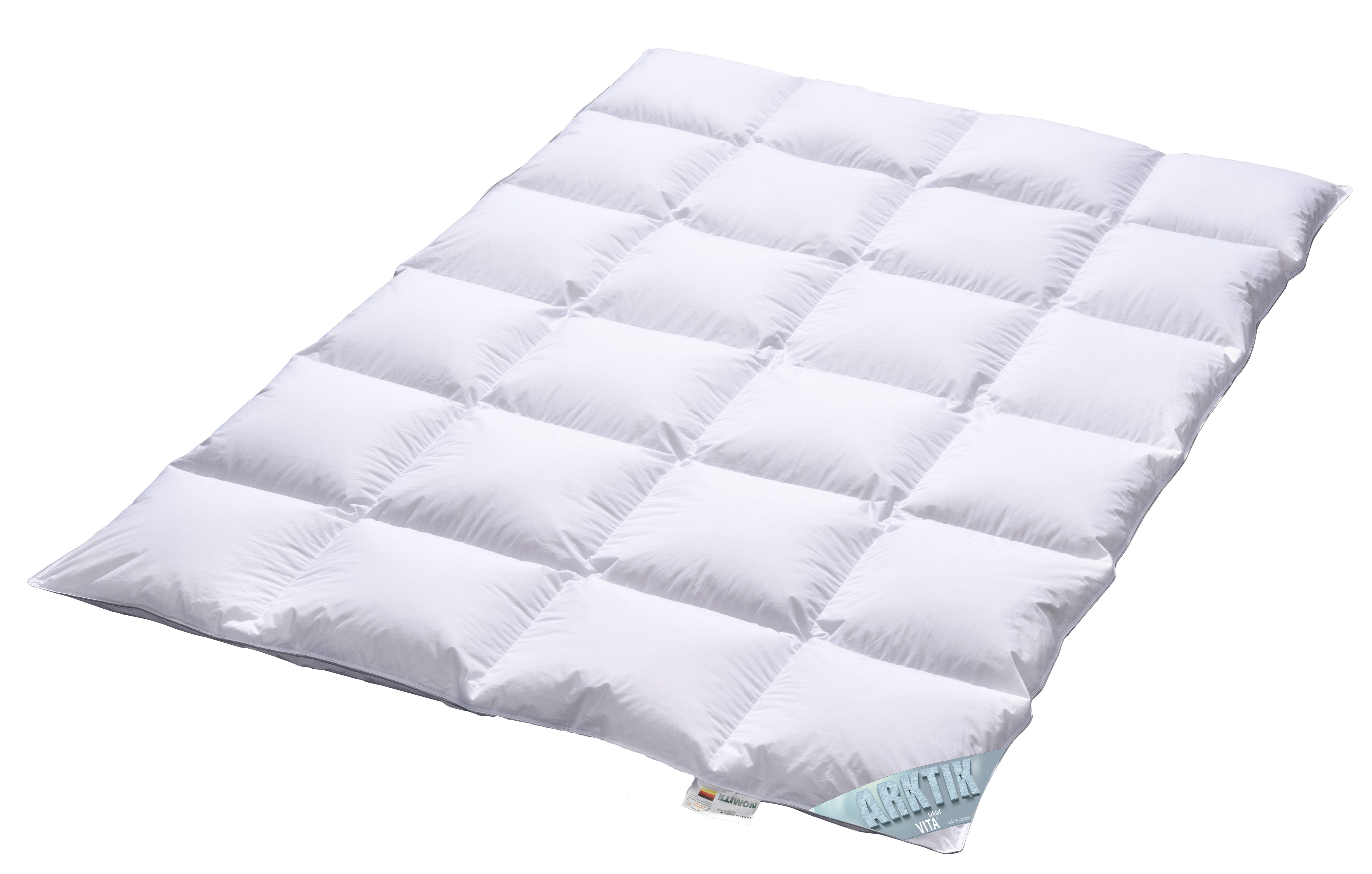 Vitaschlaf Daunenbettdecke Arktik Premium Bettdecken für Sommer und Winter, Ganzjahresdecke, Füllung: 100% Daunen, Bettdecke 135x200 cm, 155x220 cm und weitere Größen, Made in Germany