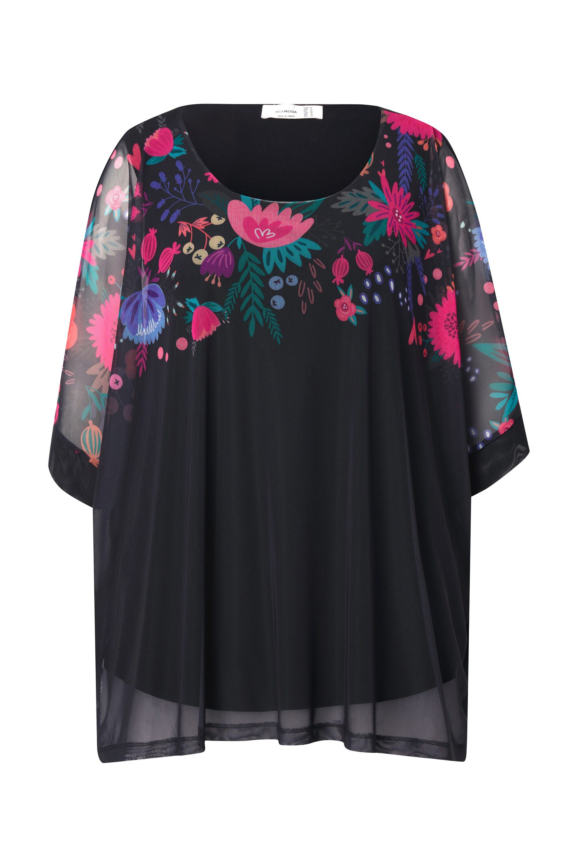 MIAMODA Druckbluse Bluse oversized Blüten-Bordüre blickdichtes Top günstig online kaufen