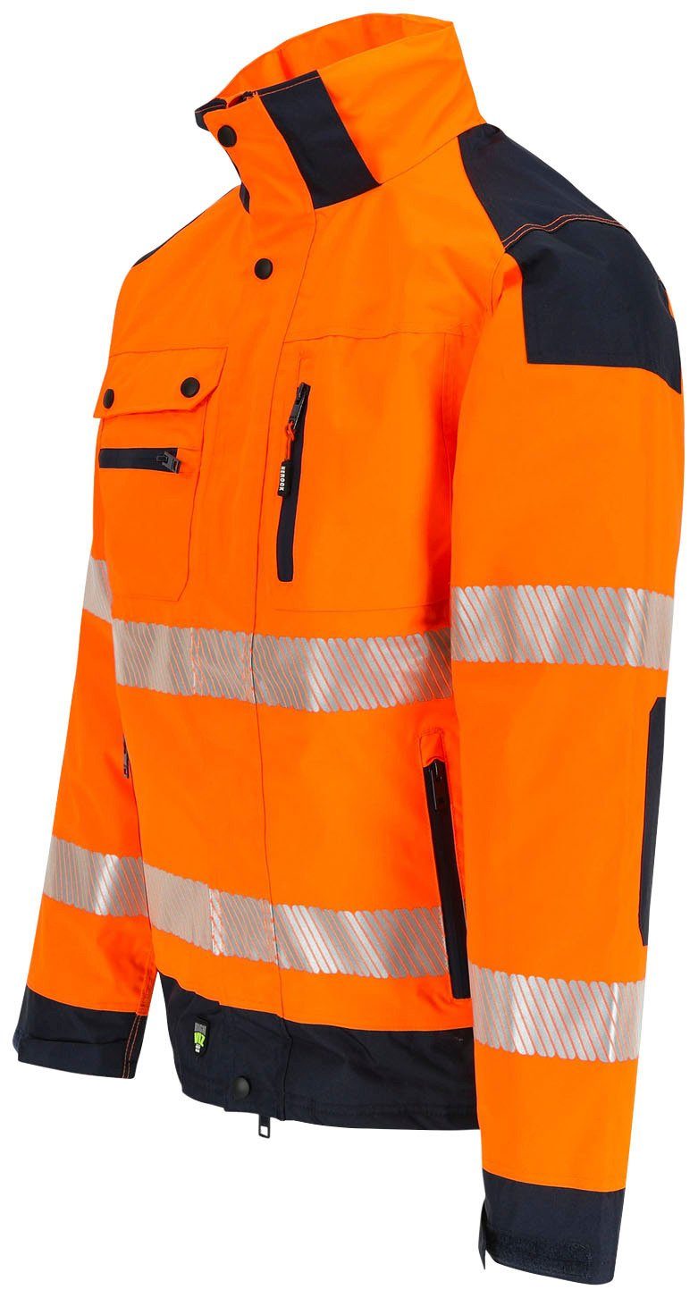 Herock Arbeitsjacke Hodor winddicht, Regenjacke, orange atmungsaktiv, VIZ Reissverschlusstaschen viele HIGH