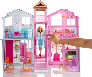 Barbie Puppenhaus Stadthaus mit 3 Etagen Haus Barbie, (Dreamhouse, Puppen Haus, Puppenhäuser, Set, mit Rutsche, ab 3 jahren, Puppenvilla Dollhouse, Film, Beleuchtung), Puppenhaus Barbie xxl groß, The Movie, Barbiehaus, Puppenstube Puppen