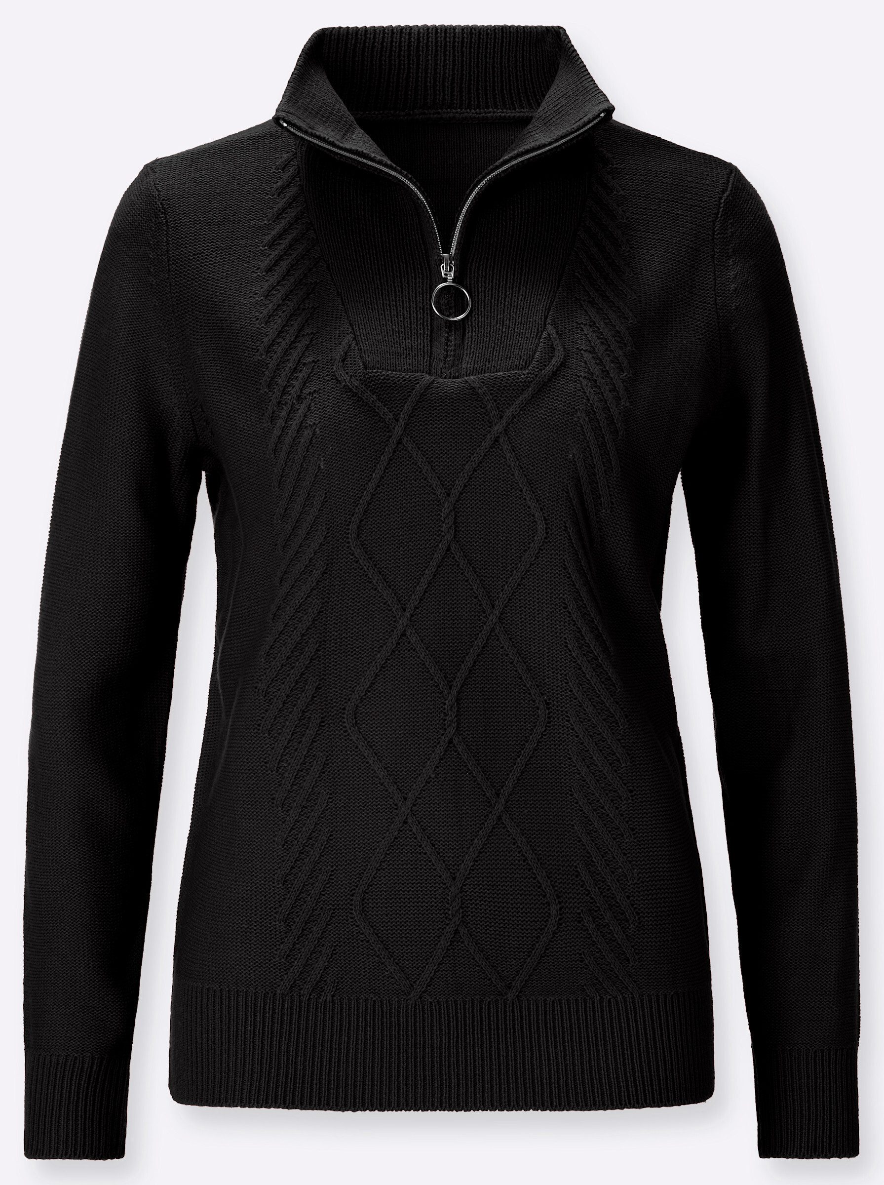 Sieh an! Strickpullover Troyer-Pullover Langarm