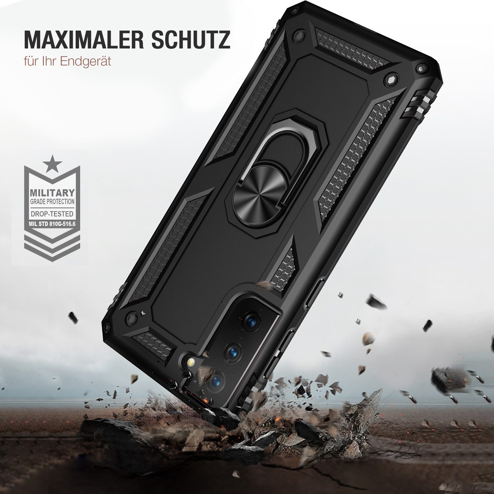 Tec-Expert Handyhülle Outdoor Cover Hülle für Samsung Galaxy S21 6.2 Zoll, 6.2, Premium Hülle aus verstärktem Polycarbonat