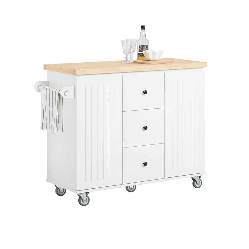 SoBuy Küchenwagen FKW96-II, Kücheninsel Küchenwagen Küchenschrank Sideboard weiß