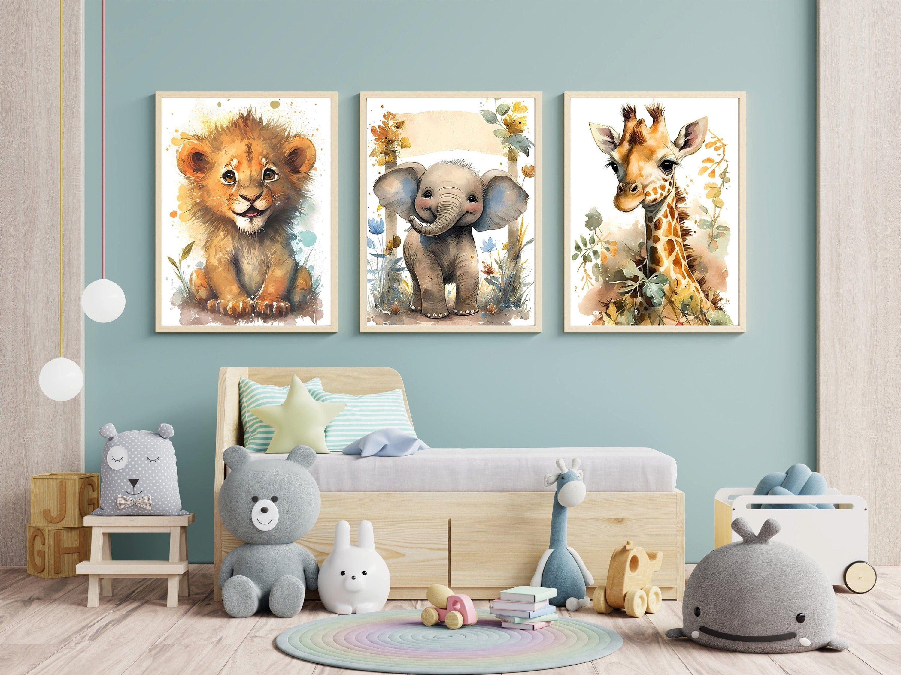 JUSTGOODMOOD Poster Kinderzimmer Tiere Wald Dschungel Aquarell Löwe Elefant Kinderzimmer B, Löwe (1 St) – Bild 2 von 5
