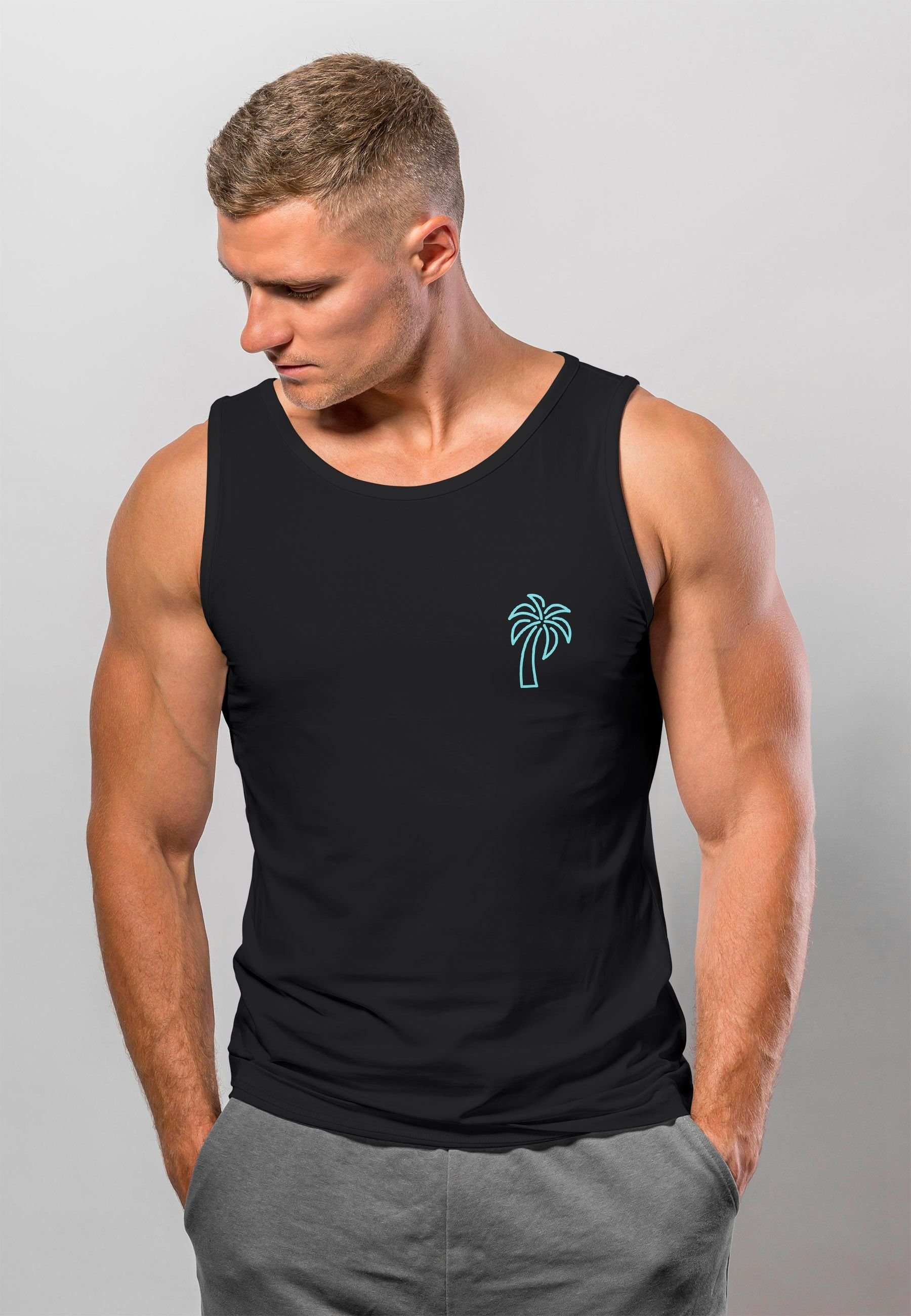 Neverless Tanktop Herren Tank-Top Palme Logo Print Sommer Badge Emblem Mini günstig online kaufen
