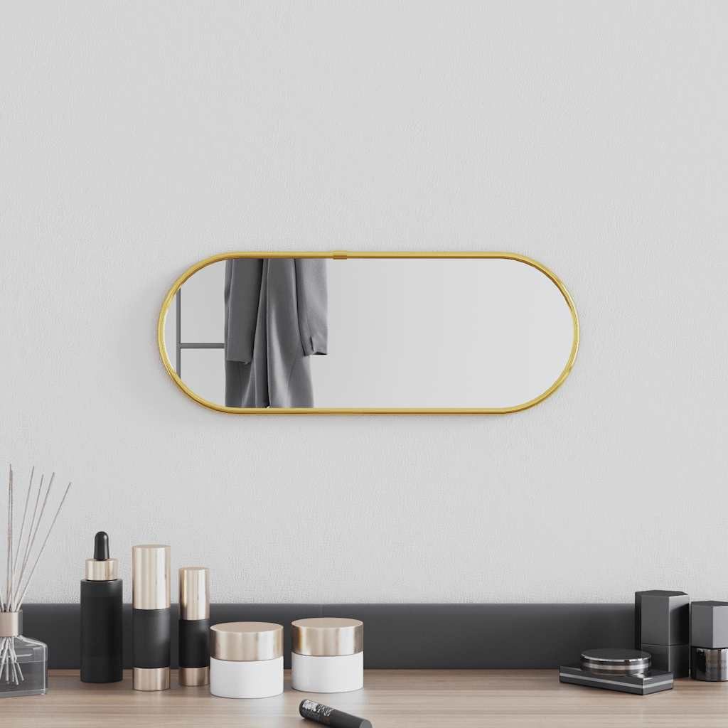 furnicato Wandspiegel Golden 40x15 cm Oval (1-St), Klarer Kosmetikspiegel mit 4mm Glasstärke für das Badezimmer