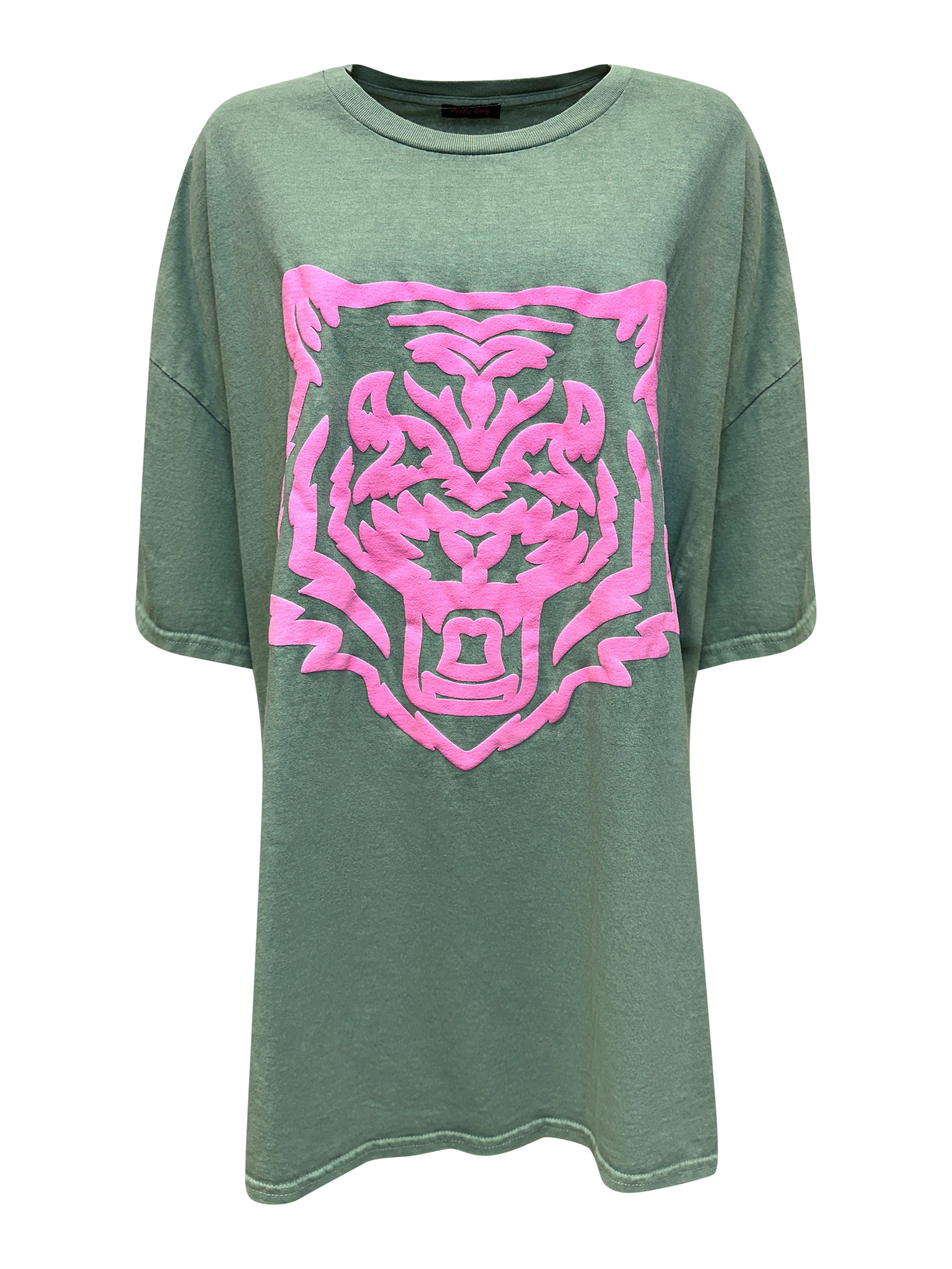 Worldclassca Print-Shirt Worldclassca Oversized Animal Print T-Shirt lang Sommer Tee Oberteil