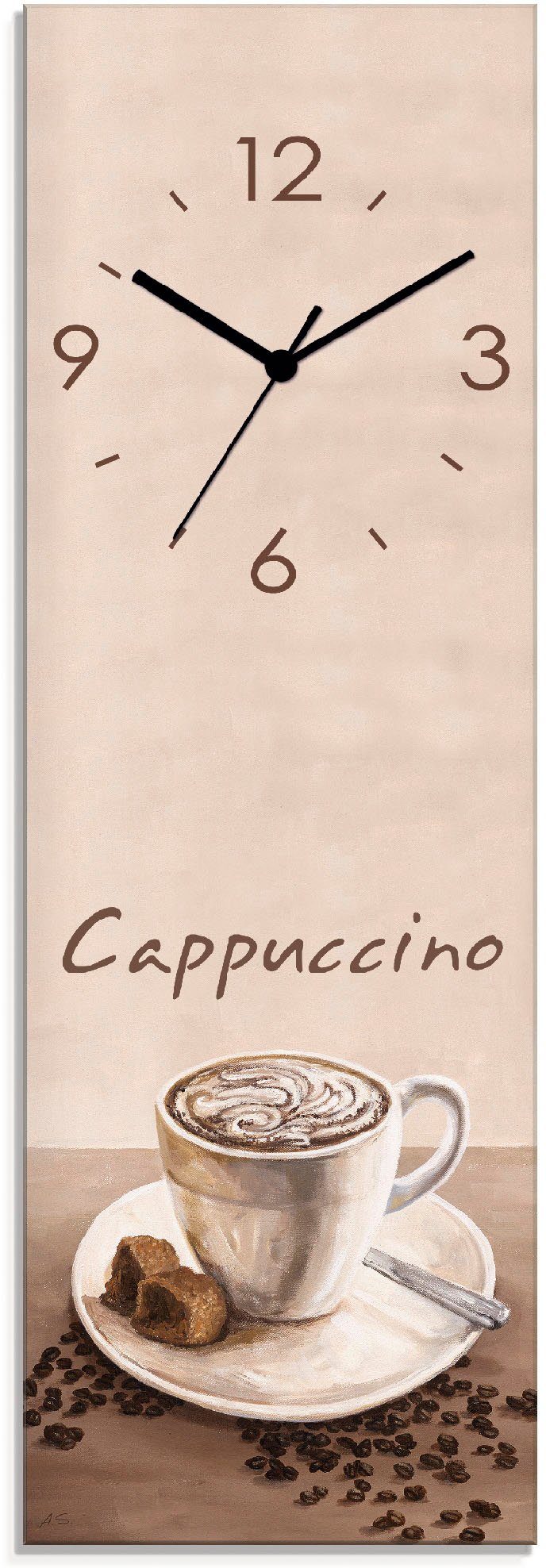 Artland Wanduhr Cappuccino - Kaffee (wahlweise mit Quarz- oder Funkuhrwerk, lautlos ohne Tickgeräusche)