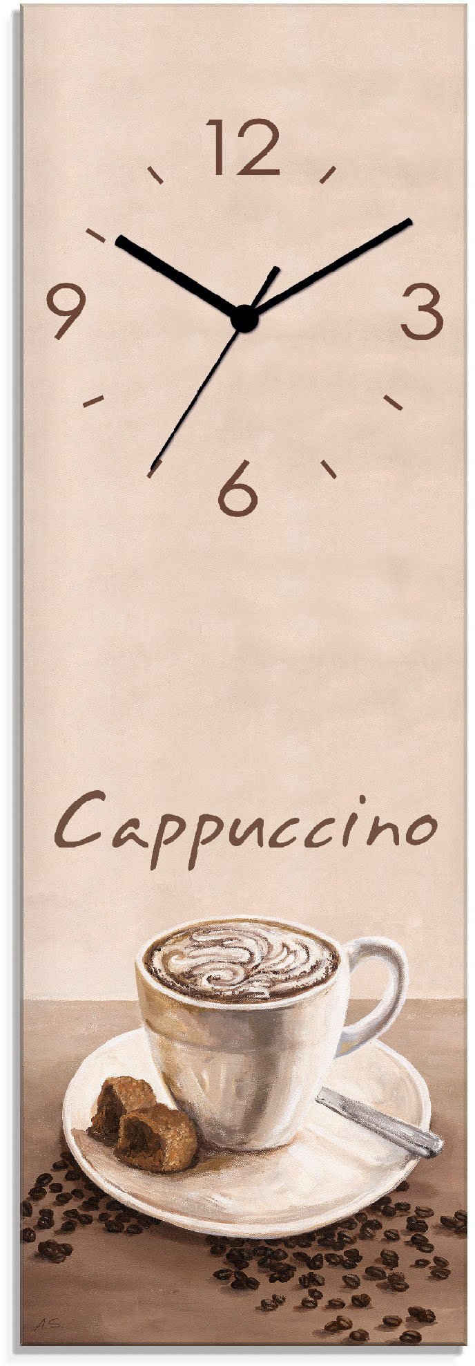 Artland Wanduhr Cappuccino - Kaffee (wahlweise mit Quarz- oder Funhuhrwerk, lautlos ohne Tickgeräusche)