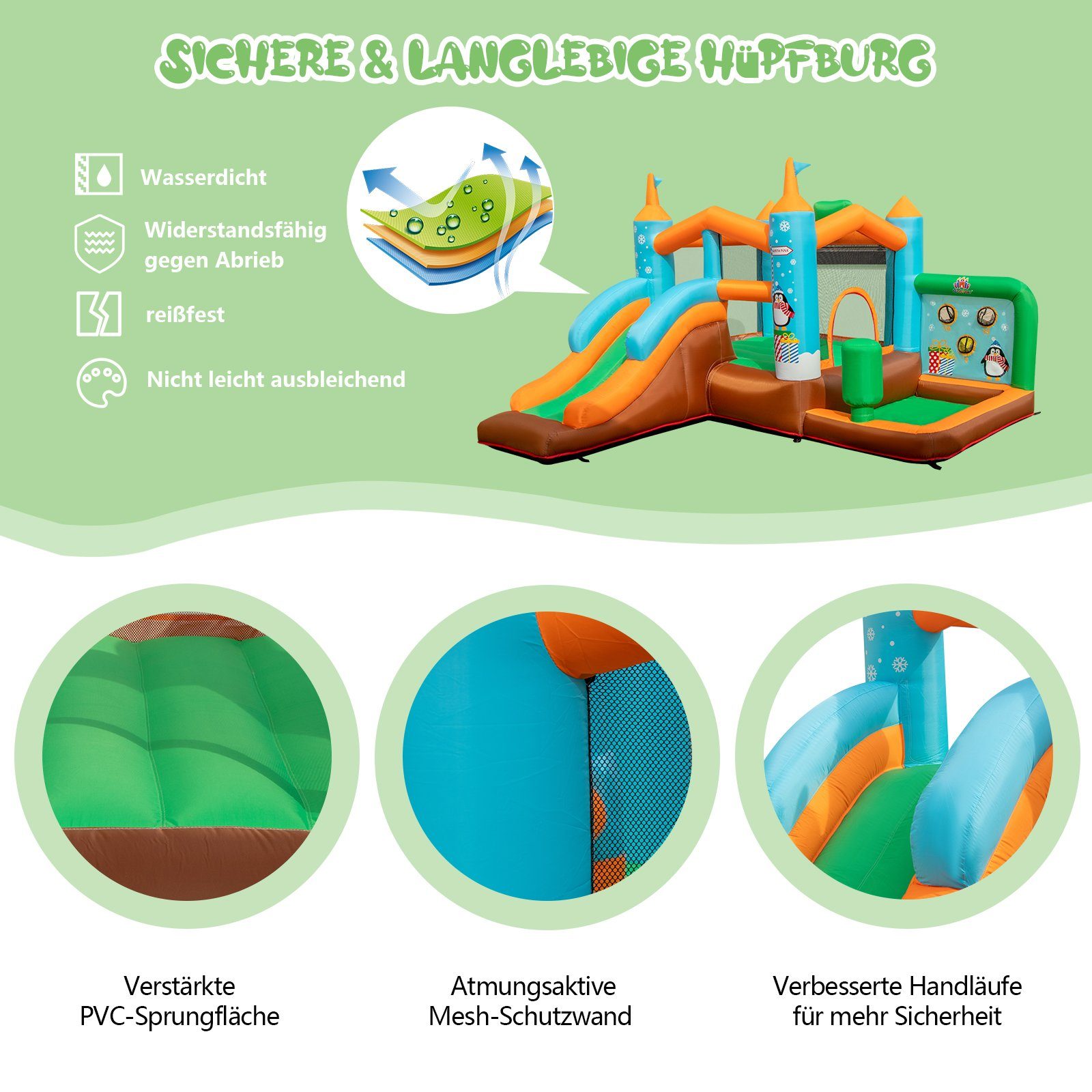 COSTWAY Hüpfburg Spielburg Springburg, (1-tlg), mit Rutsche günstig online kaufen