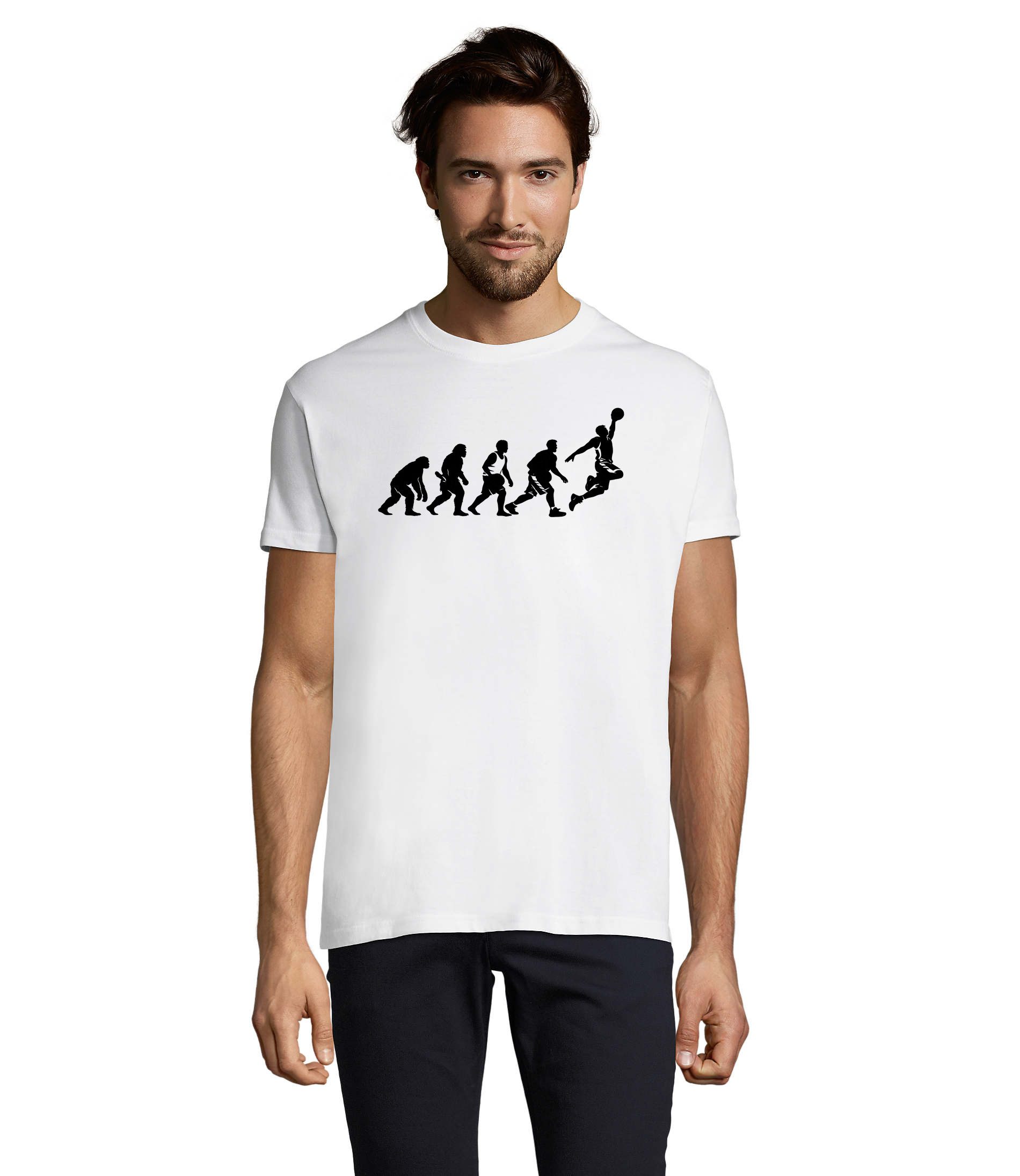 Blondie & Brownie T-Shirt Evolution Basketball Herren Tee Print Rundhals Freizeitshirt Motiv (Einzelartikel) Evolution Basketball Dunk Silhouette Print