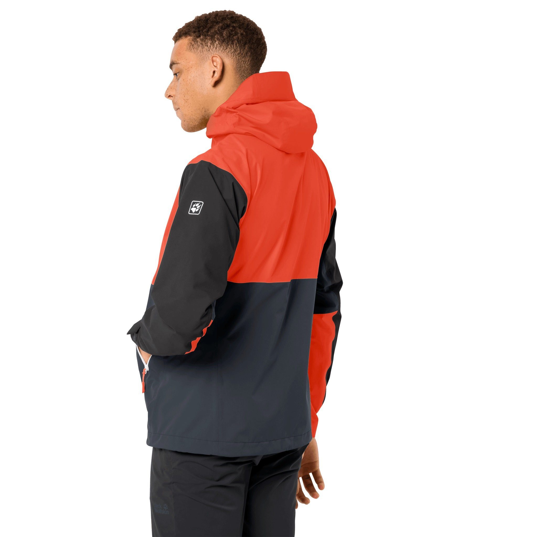 Jack Wolfskin Allwetterjacke Ganzjahresjacke Eagle Peak ebony/rot Herren – Bild 3 von 5
