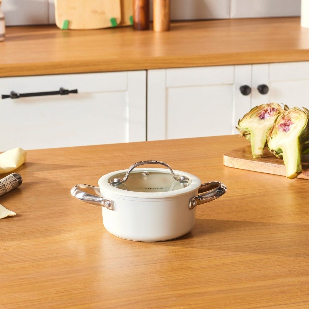 Karaca Kasserolle Karaca Swiss Crystal Almond Edelstahlgriff Kasserolle 14 cm