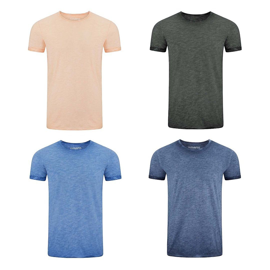 Pack mit aus Basic riverso Fit T-Shirt Tee 100% 2 Herren Rundhalsausschnitt Shirt Kurzarm RIVMatteo (4-tlg) Baumwolle Regular Shirt