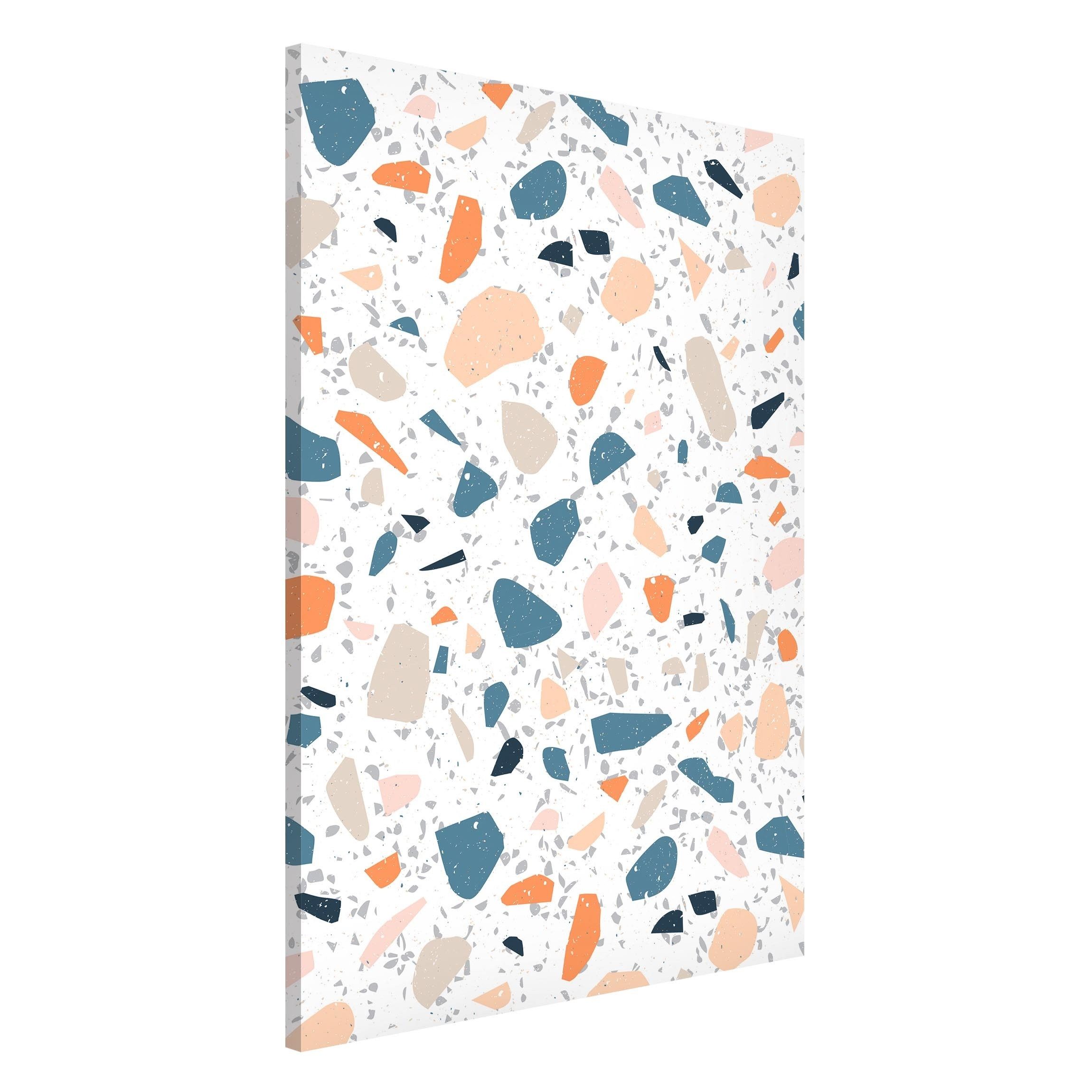 Bilderdepot24 Magnettafel Küche petrol Detailliertes Terrazzo Muster Asti, (1-tlg., Magnetboard Pinnwand für die Wand - metallische Tafel für Magnete), Magnetwand groß mit Motiv Büro Memoboard magnetisch Hochformat