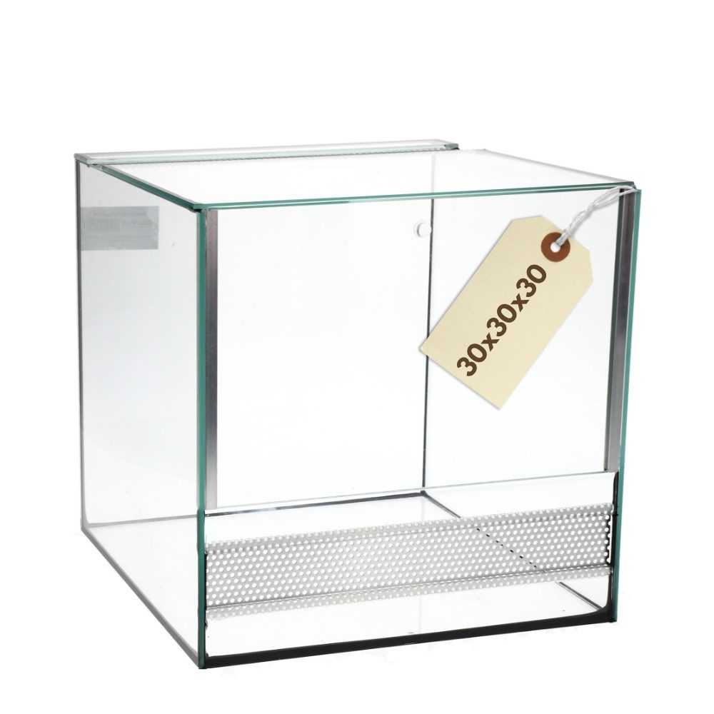 GarPet Terrarium Terrarium 30x30x30 cm Glas Reptilienbecken Mit Belüftung Und Falltür