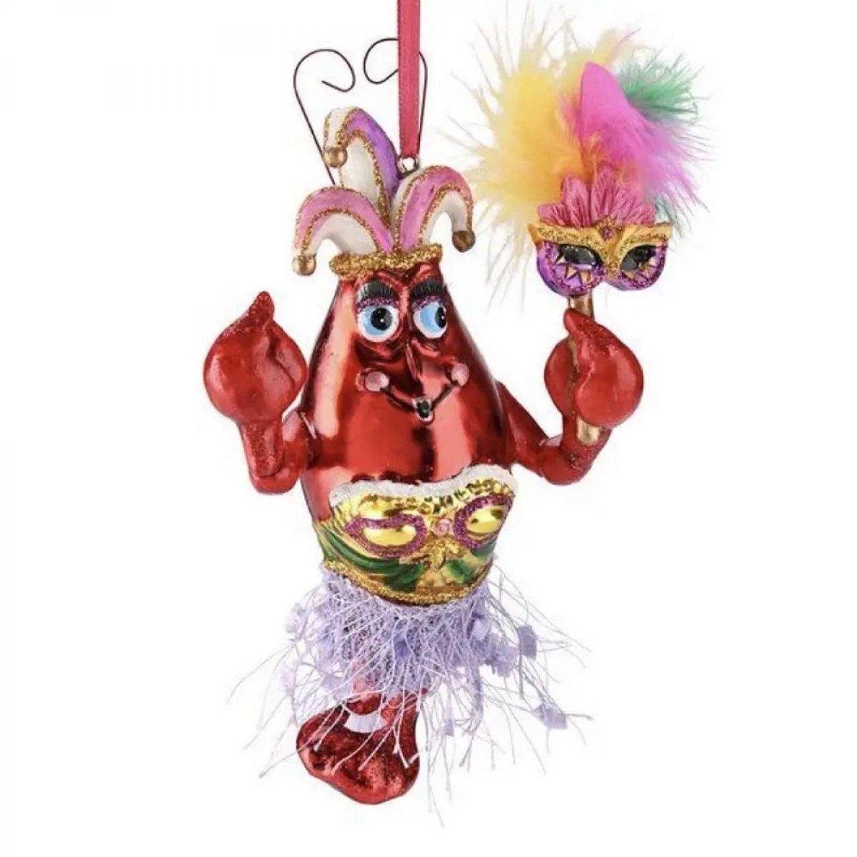 Christbaumschmuck Christbaumschmuck Krabbendame mit Maske Rot