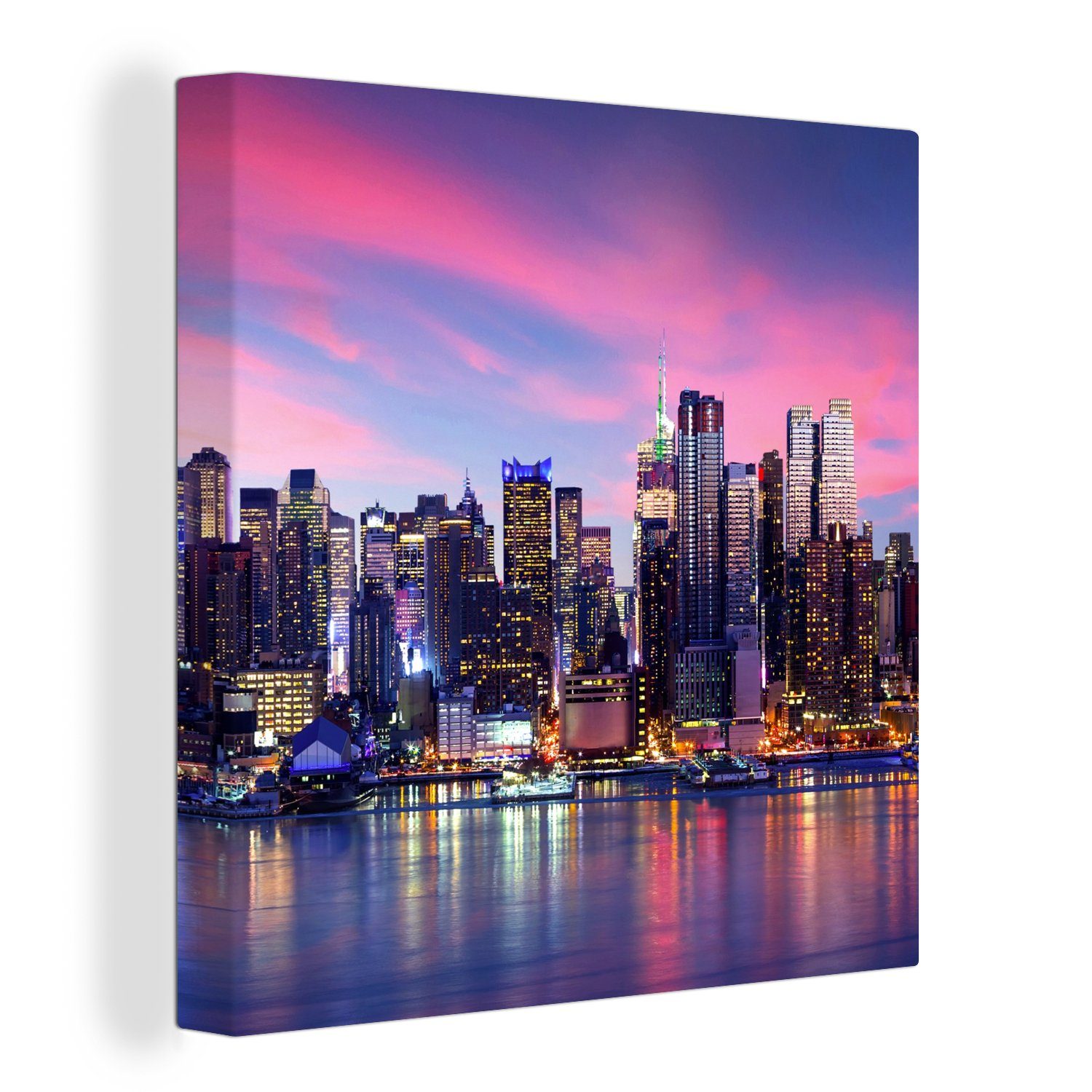 OneMillionCanvasses® Leinwandbild Skyline Wasser Rosa New York