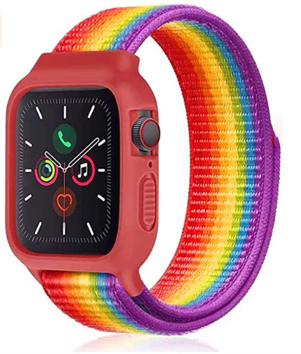 ELEKIN Smartwatch-Armband kompatibel für Apple Watch-Armband mit Hülle,für Serie 7/6/5/4/SE irisierend