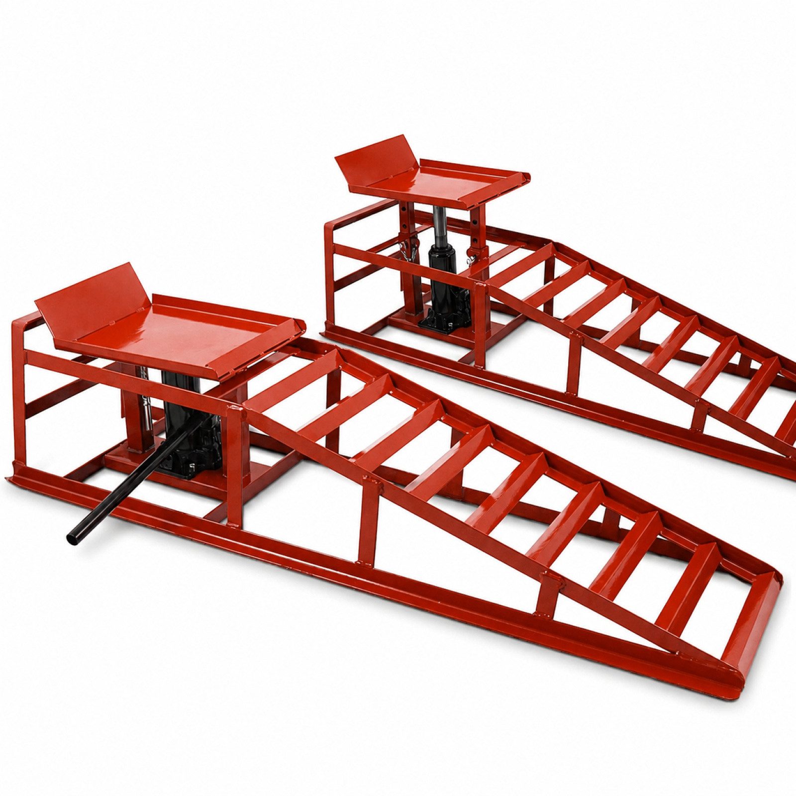 Bituxx Auffahrrampe 1 Paar Rot inkl. Wagenheber (2er Set, 2-St., MS-16786), mit hydraulischer Wagenheberfunktion