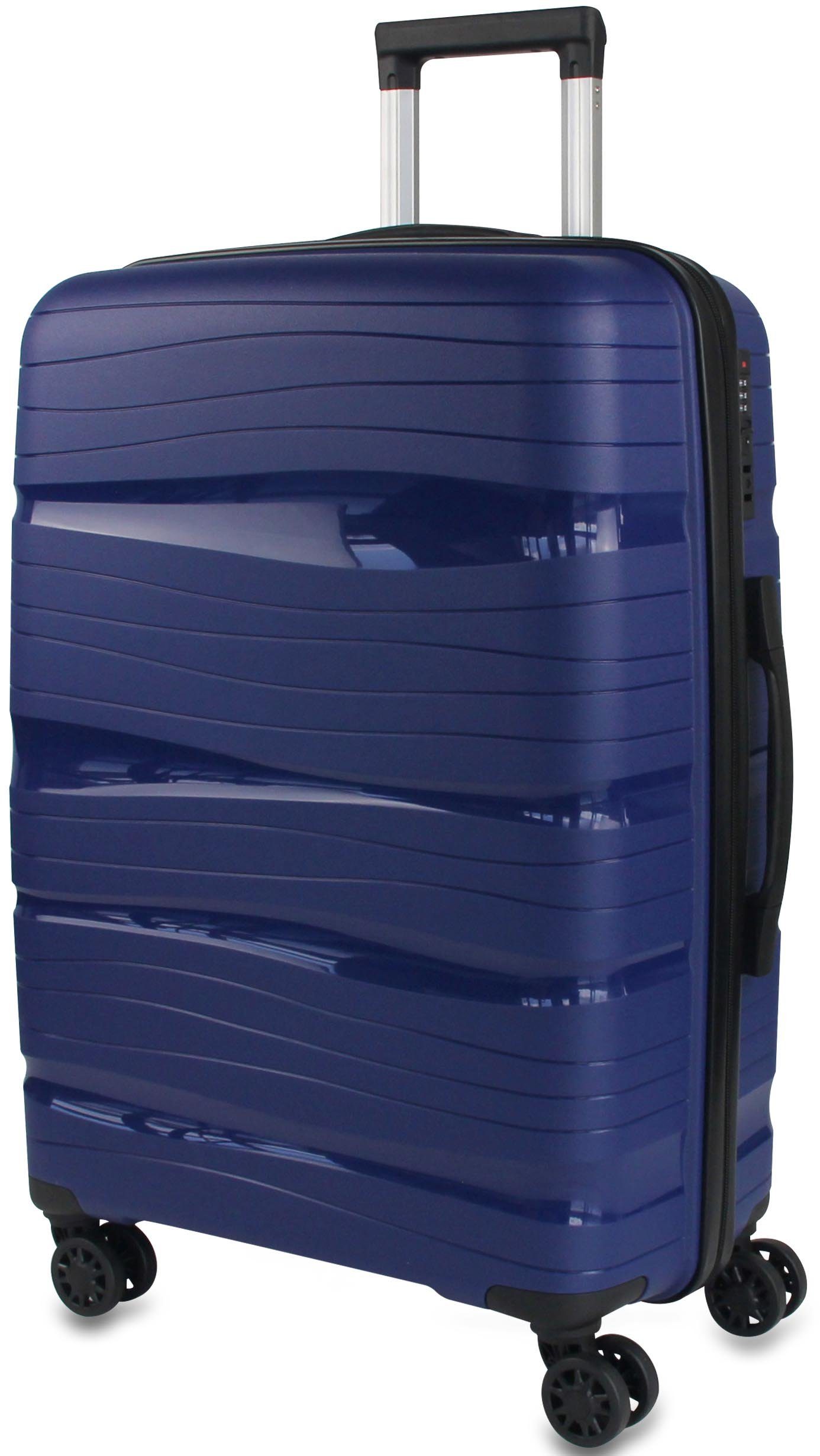 Frentree Koffer 360° drehbar mit TSA-Zahlenschloss, 4 Rollen, Trolley (3 Größen: Handgepäck/L/XL oder SET) aus ABS Kunststoff Blau