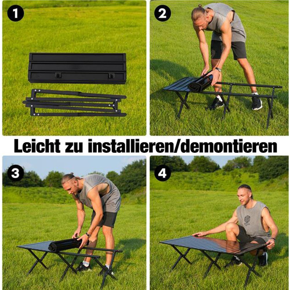 CITYSPORTS Campingtisch Campingtisch Klappbar, Klapptisch Ultra Leichte, Falttisch Tragbar, Faltbar Camping Table Outdoortisch Groß, 120x60x44cm