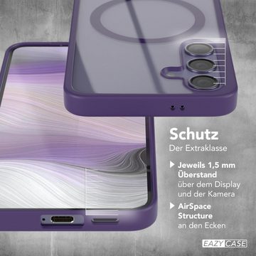 EAZY CASE Handyhülle Transparente Hülle mit MagSafe Samsung Galaxy S24 6,2 Zoll, Hülle mit Kameraschutz, Smart Case kompatibel mit Magsafe, Violett