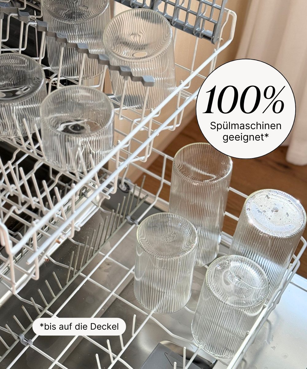 Zoha Vorratsglas Eckige Vorratsdosen aus Glas mit luftdichtem Deckel, Stapelbar, Borosilikatglas, (Komplett Set, 4-tlg., Verschiedene Größen), Behälter aus Glas - Borosilikatglas