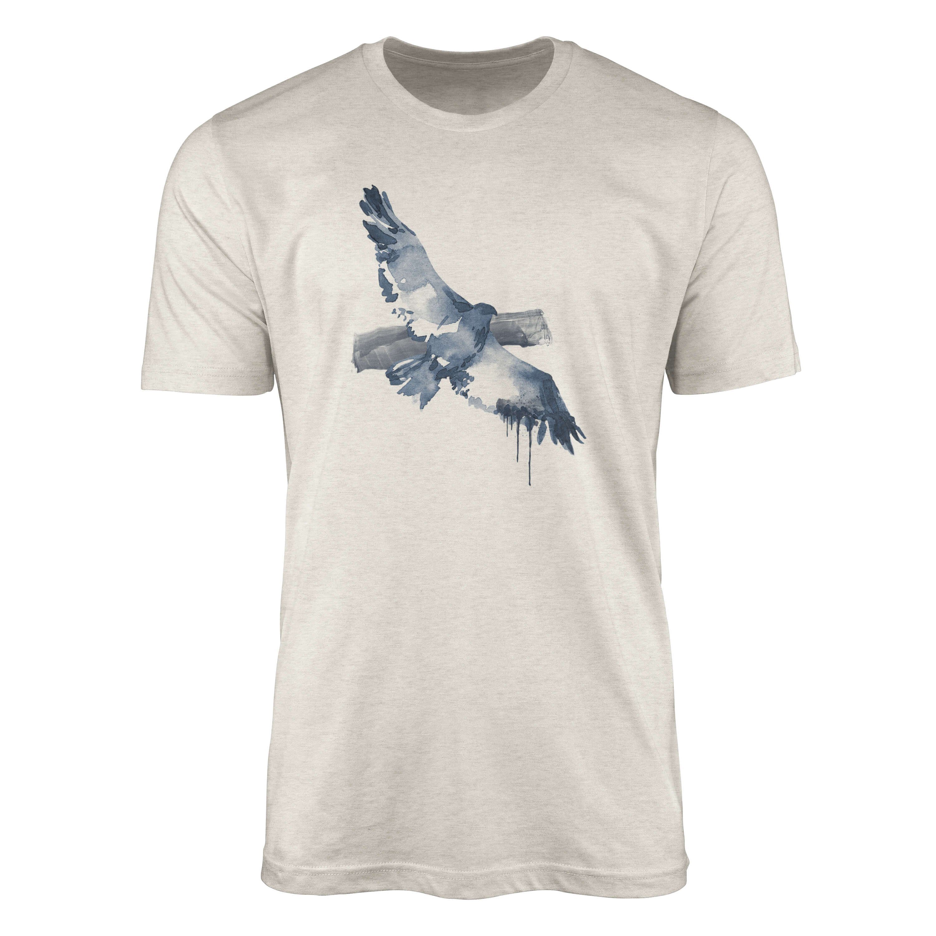 Sinus Art T-Shirt Herren Shirt Organic T-Shirt Aquarell Motiv Taube Bio-Baumwolle Ökomode Nachhaltig Farbe (1-tlg) | T-Shirts