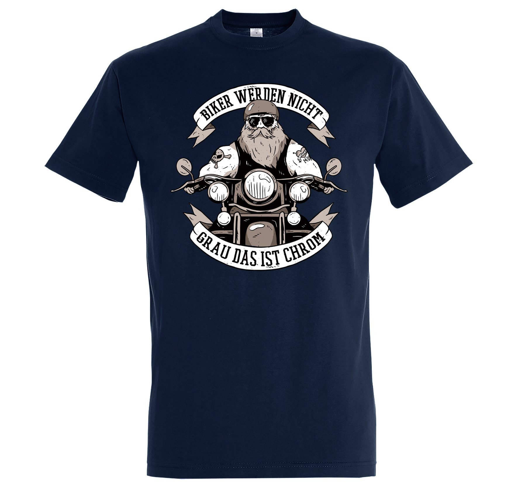 Youth Designz T-Shirt Das Ist Chrom Biker Shirt mit trendigem Frontprint Navyblau