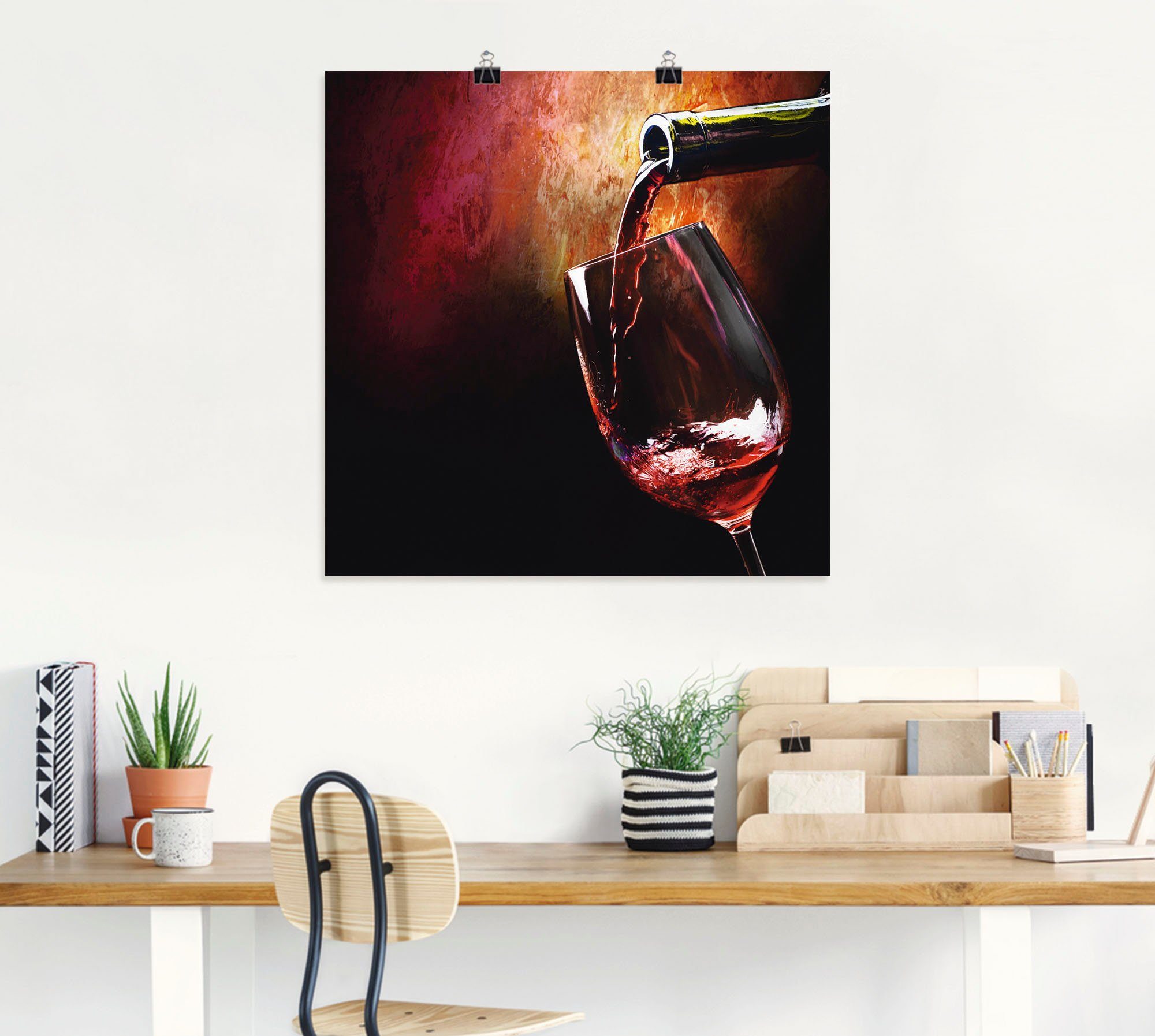 Artland Wandbild Größen - in Getränke Poster Alubild, versch. Wein Leinwandbild, als Wandaufkleber (1 Rotwein, St), oder