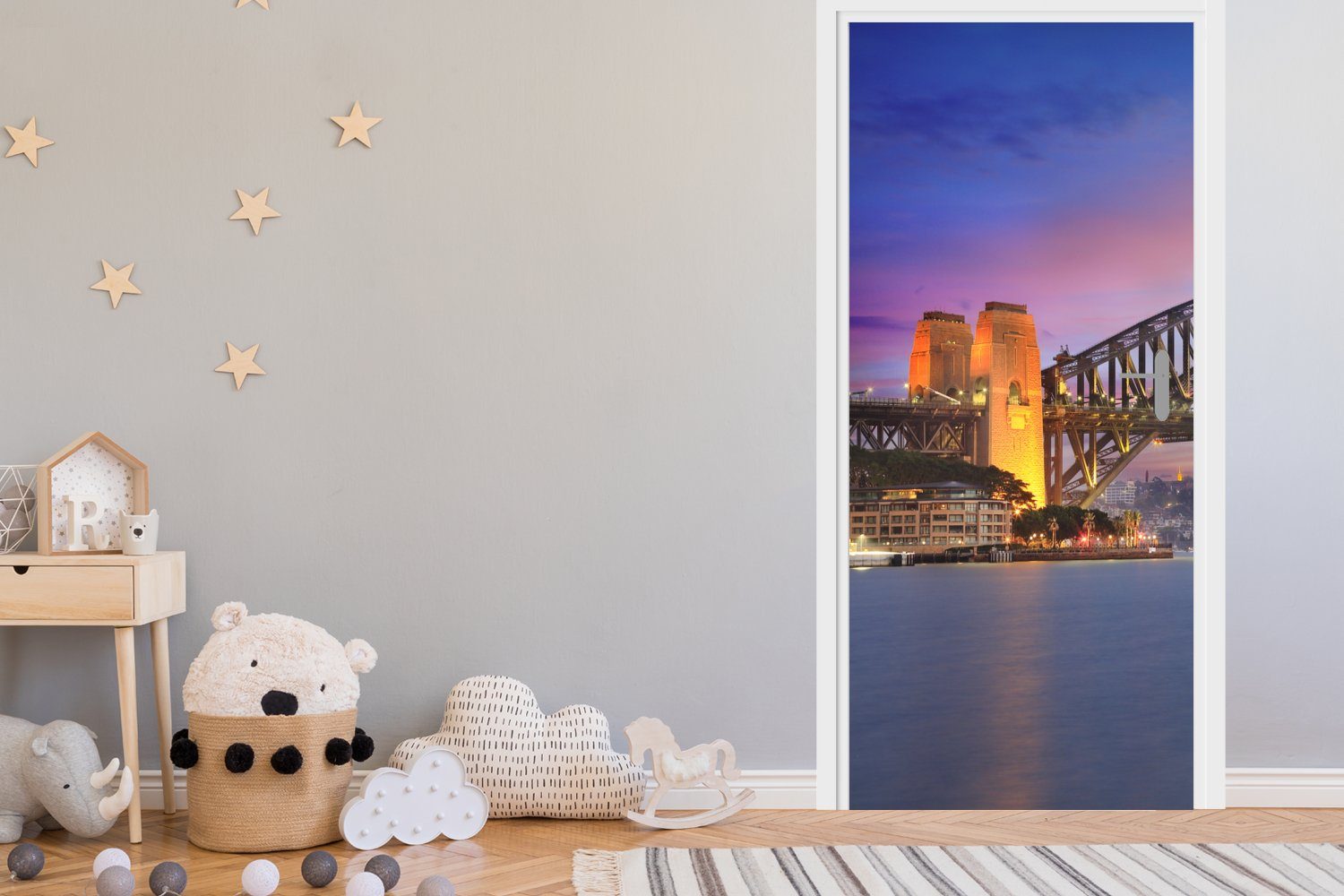 Australien, in bedruckt, Bridge Skyline (1 Türtapete St), MuchoWow Harbour von Tür, cm 75x205 und für Fototapete Matt, Türaufkleber, Sydney Sydney die