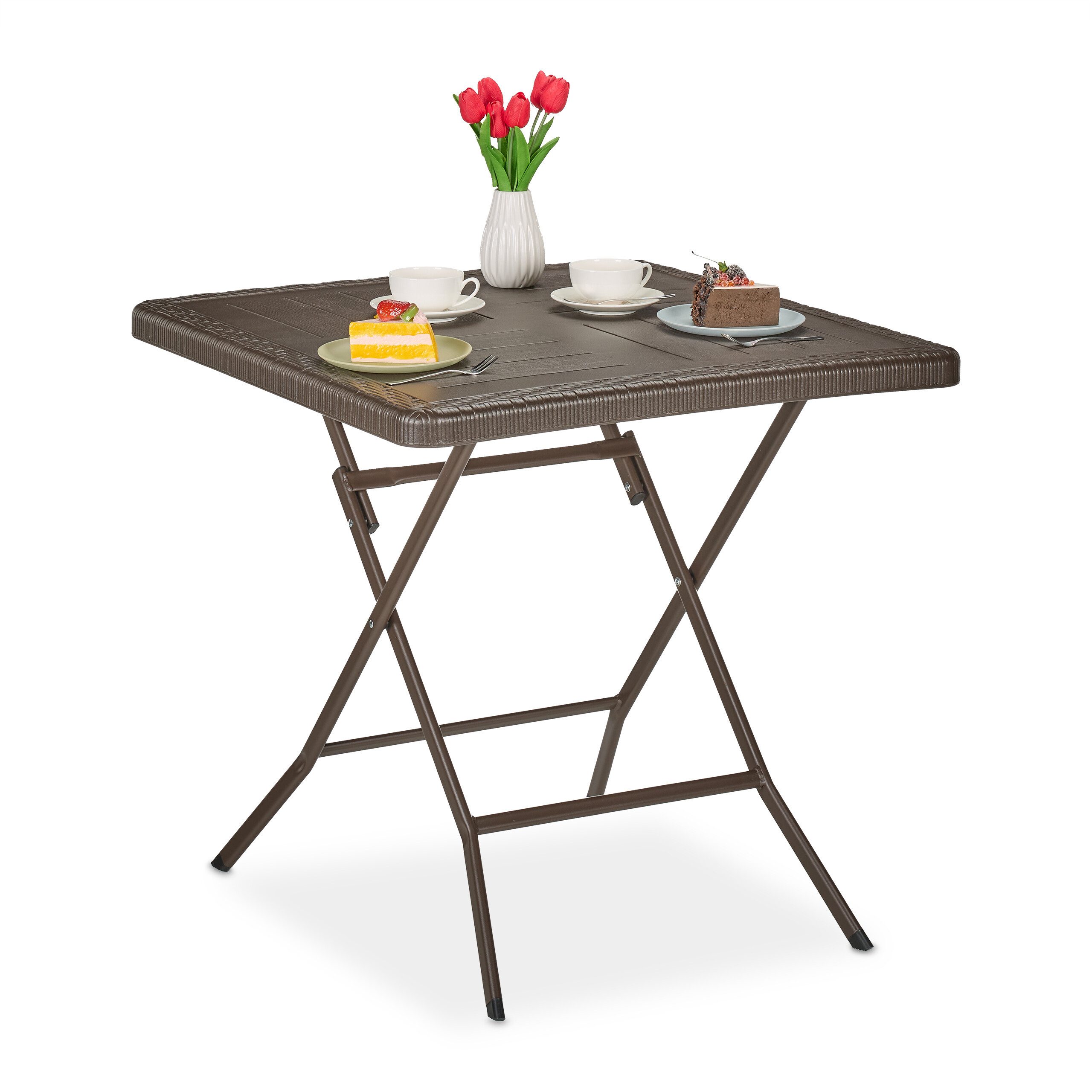 relaxdays Gartentisch in Holzoptik, Braun günstig online kaufen