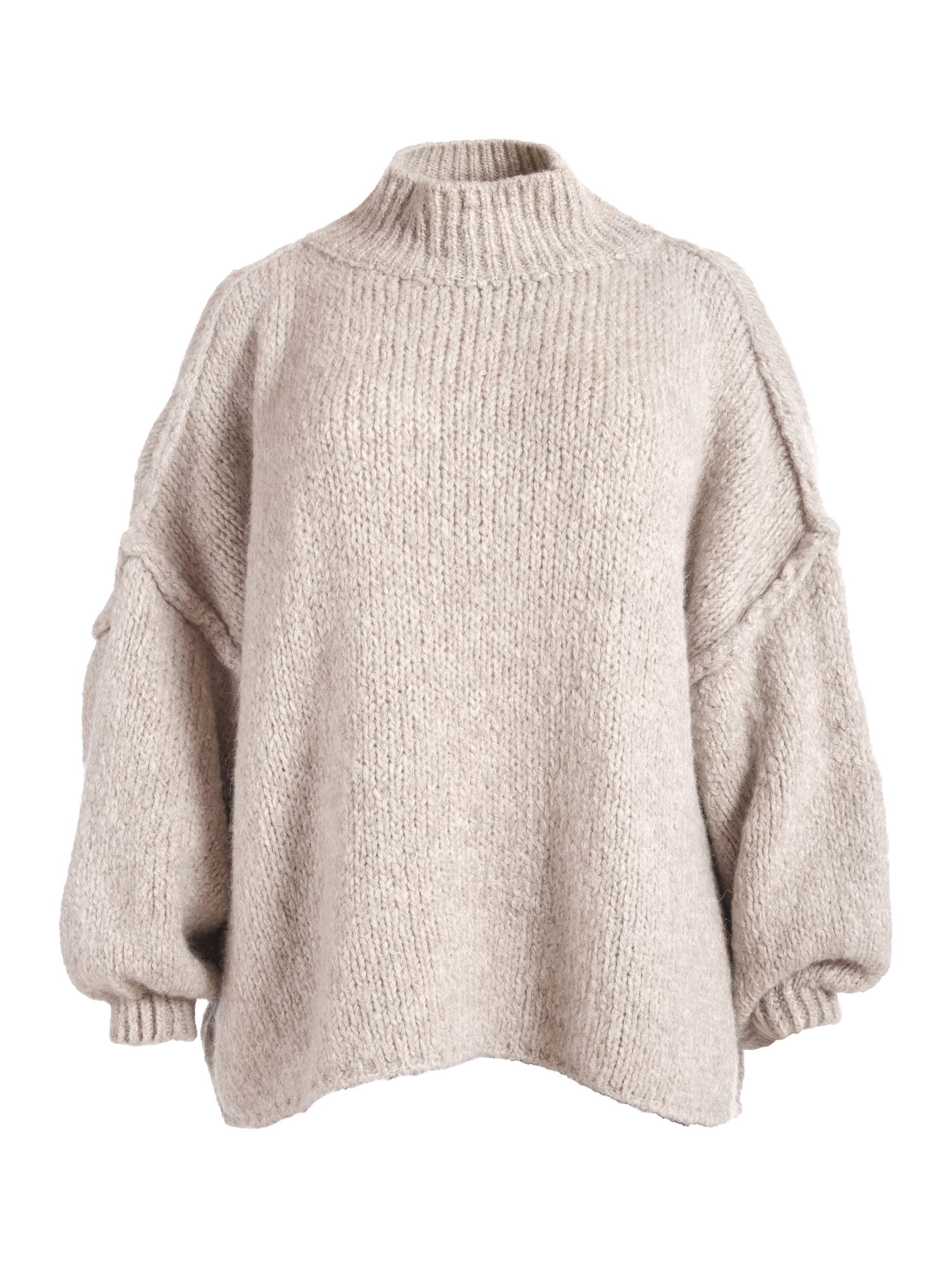 PEKIVESSA Strickpullover Ultra-Oversized Grobstrick-Pullover mit Ziernähten günstig online kaufen