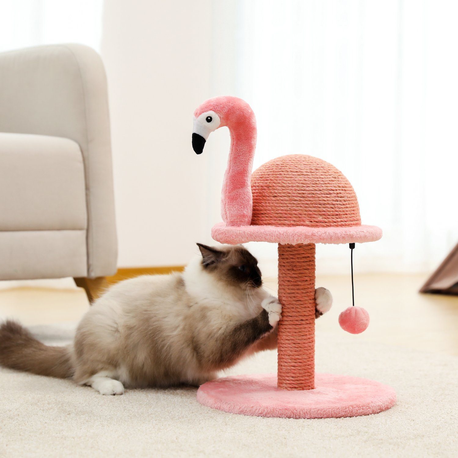 Thumbnail - PAWZ Road Kratzbaum Katzenbaum, Kratzsäule,Katzenspielzeug,48cm, Flamingo Kratzbaum, rosa, niedlich
