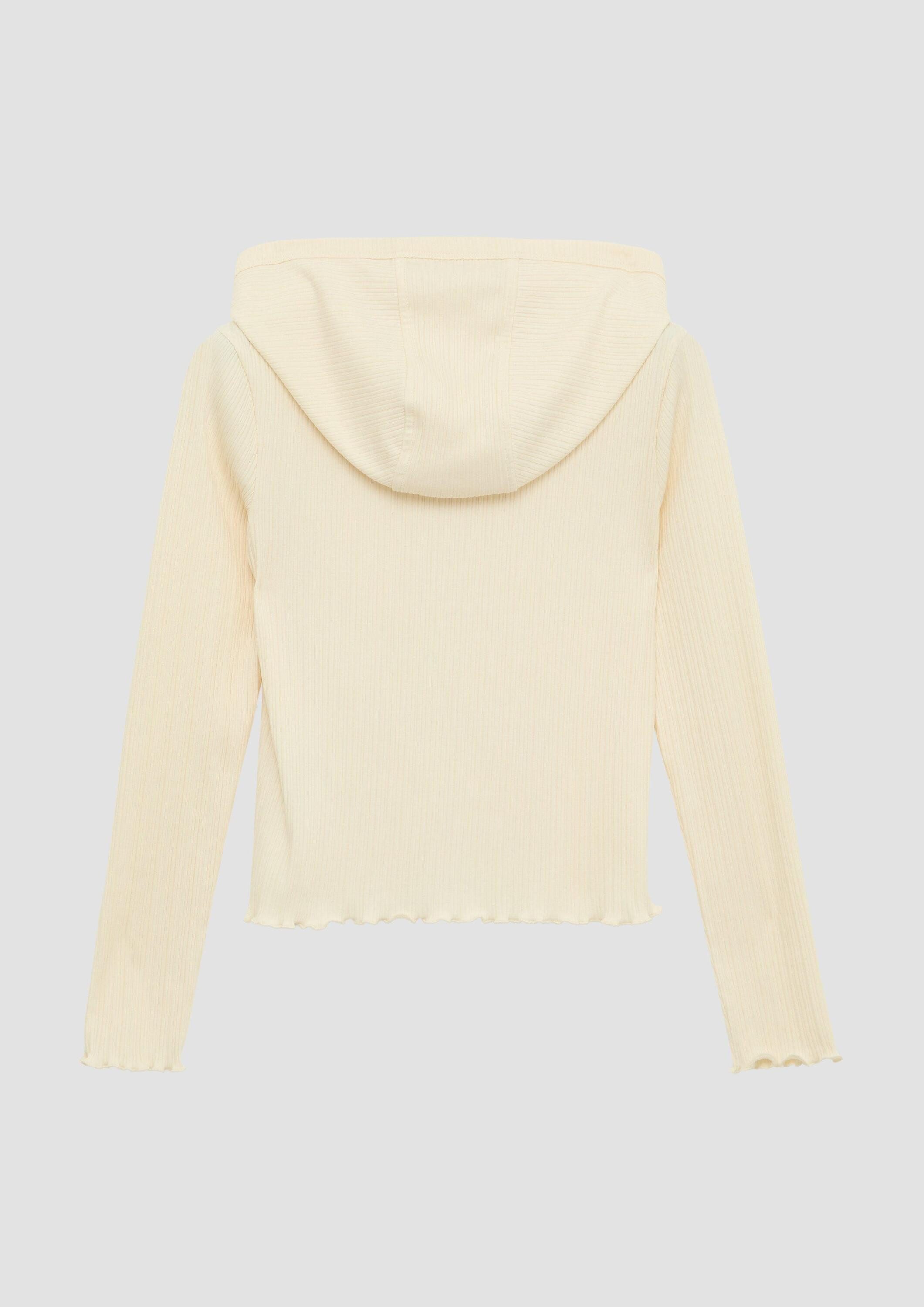 s.Oliver Sweatjacke Sweatshirt Jacke Sweatjacke aus Rippware mit Wellensaum und Zwei-Wege-Reißverschluss – Bild 2 von 4