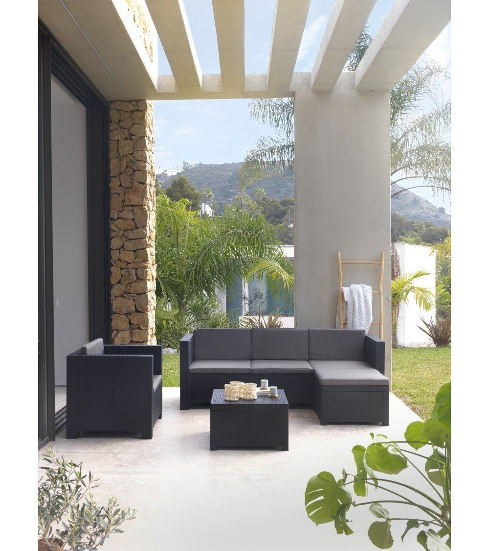 - Manhattan wetterfest, Gartenlounge-Set Outdoor Garten, Loungeset Shaf Rattanoptik, Shaf