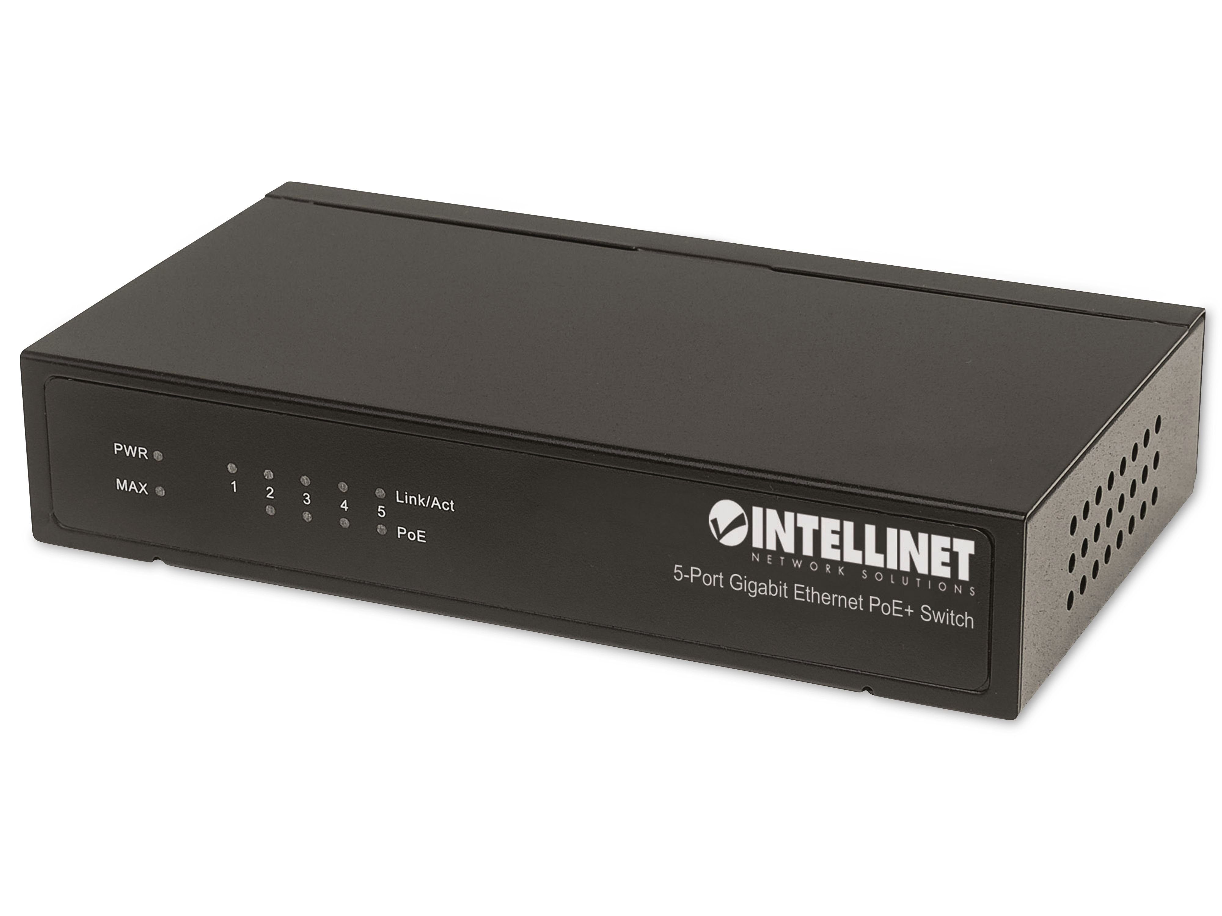 INTELLINET PoE+ Switch 561228 5-Port Gigabit Netzwerk-Switch