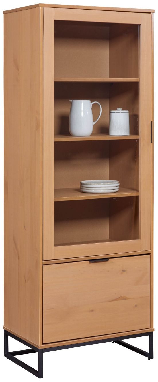 FURNARO Standvitrine Standschrank, Wohnwand, Oak Colori, 70 x 45 x 190 cm