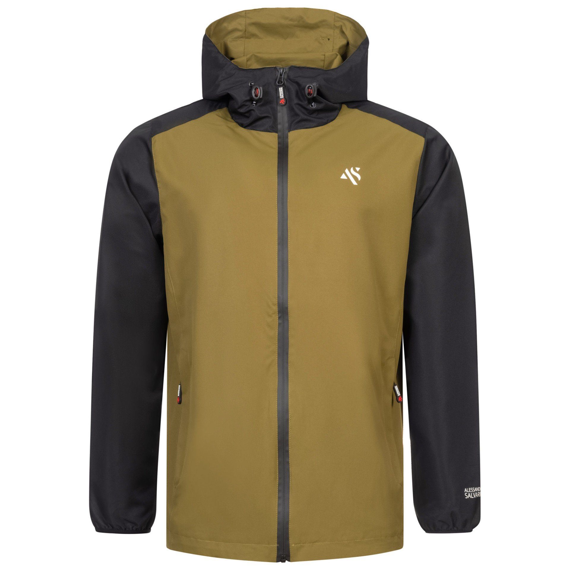 Alessandro Salvarini Regenjacke Herren wasserabweisend – Outdoorjacke mit Kapuze Leichte Outdoorjacke mit Kapuze und Reißverschluss