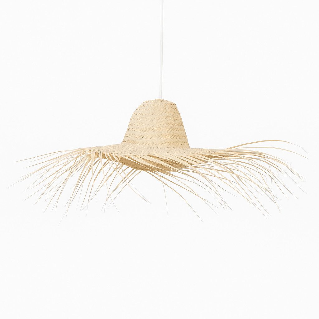 Marrakesch Orient & Mediterran Interior Pendelleuchte Boho Pendelleuchte Toluca handgefertigt aus Palmenblatt in Natur 50 cm, Handarbeit