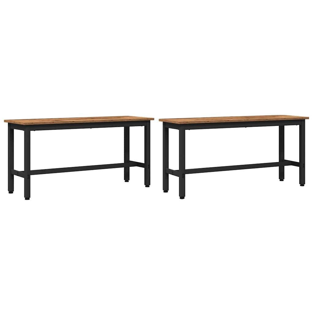 vidaXL Essbank Esstischbank 2 pcs Altholz 100 x 32,5 x 48,5 cm (2-St)