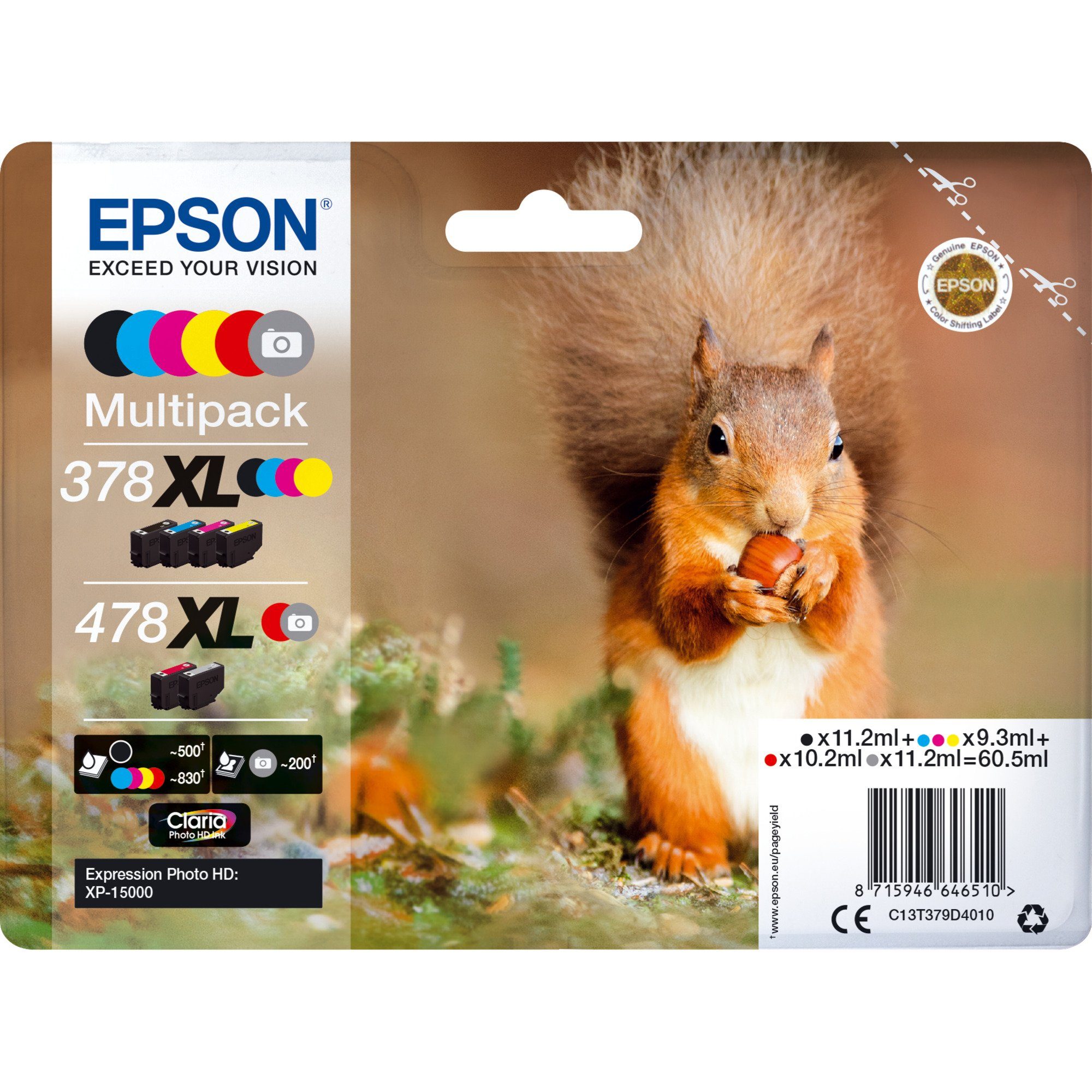 Multipack Epson Tintenpatrone Epson Tinte 378XL/478XL (C13T379D4010),