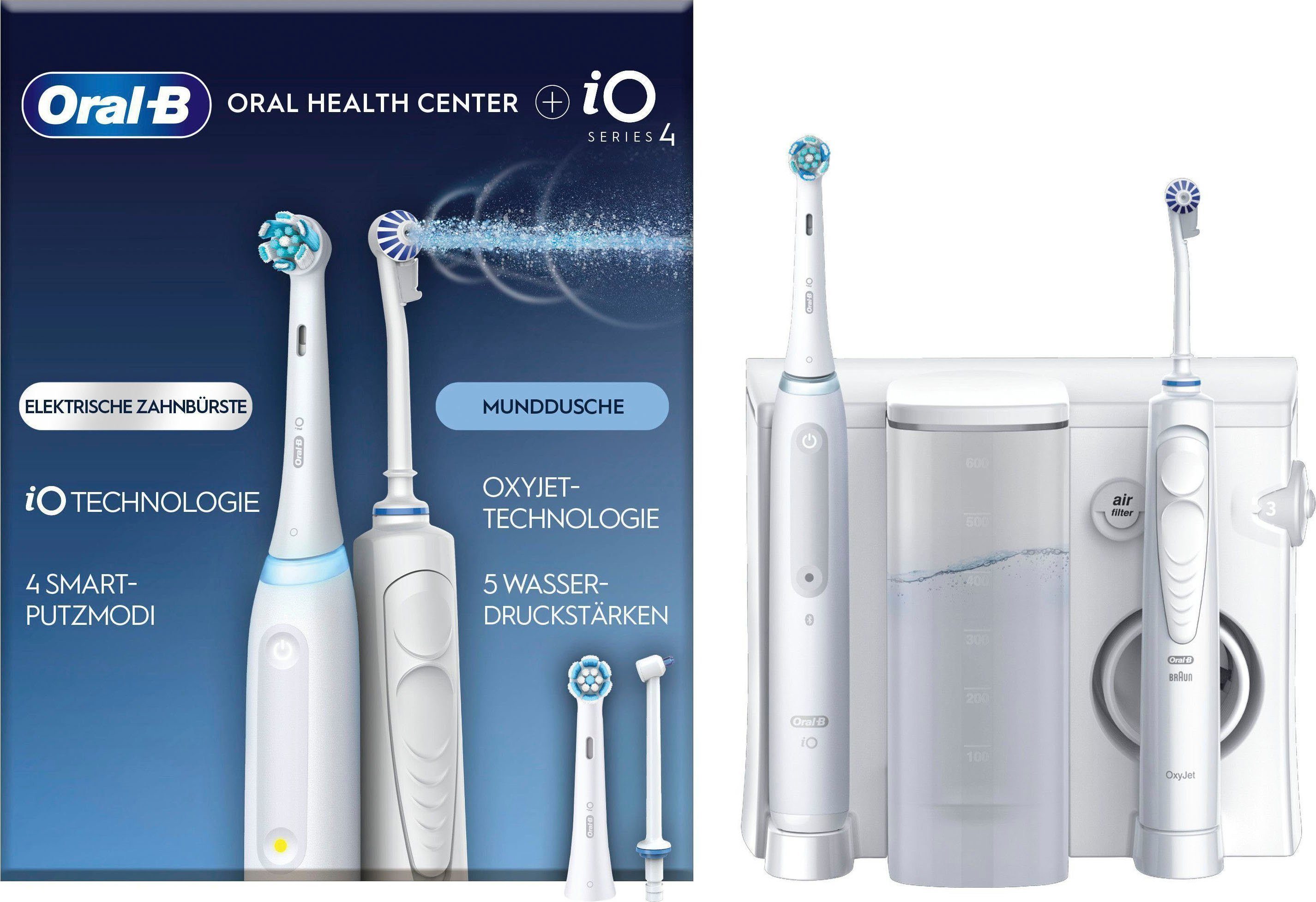 Oral-B Munddusche Oral Health Center, mit iO Series 4 elektrische Zahnbürste