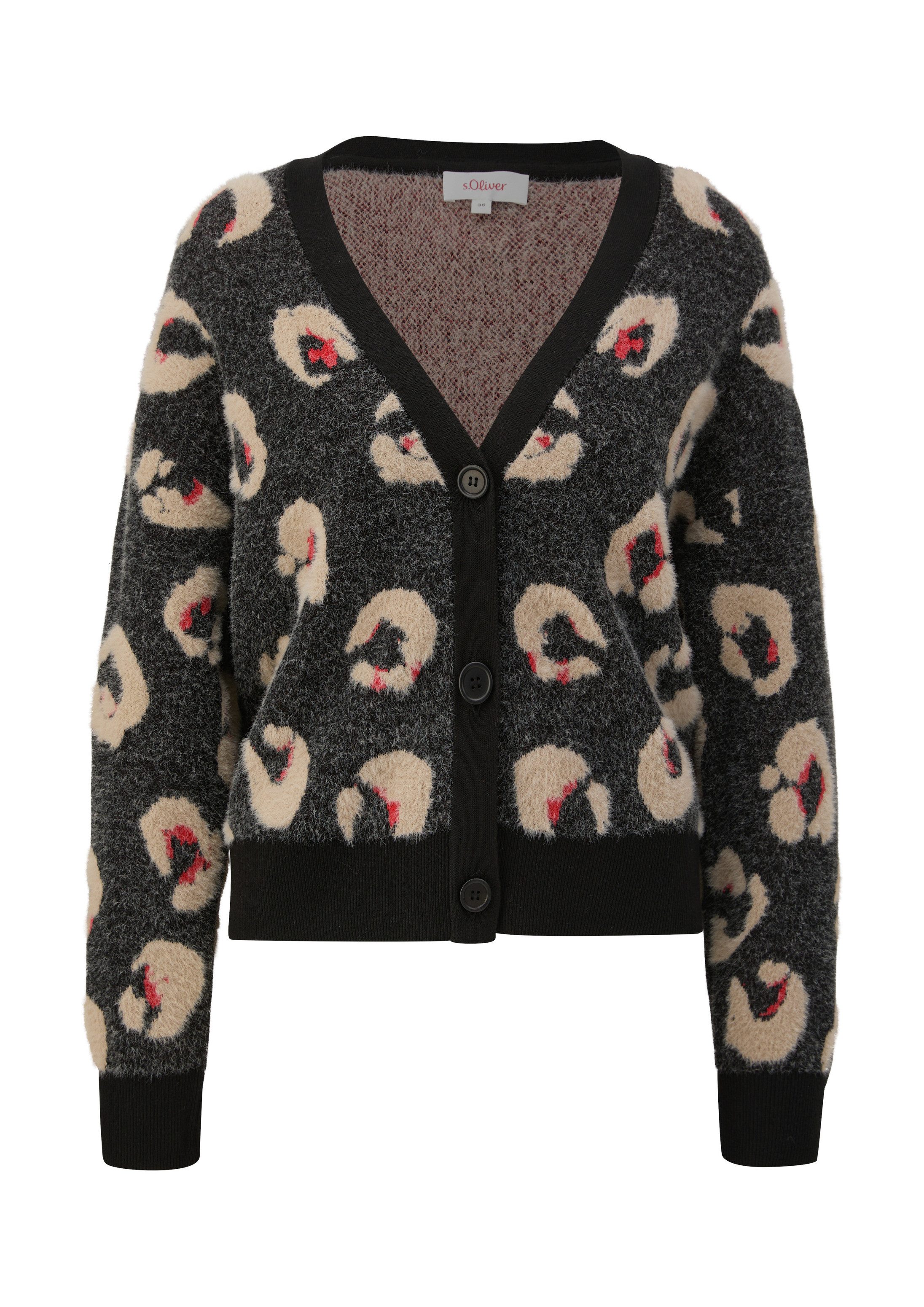 s.Oliver Cardigan Strickjacke Cardigan mit Leo-Muster