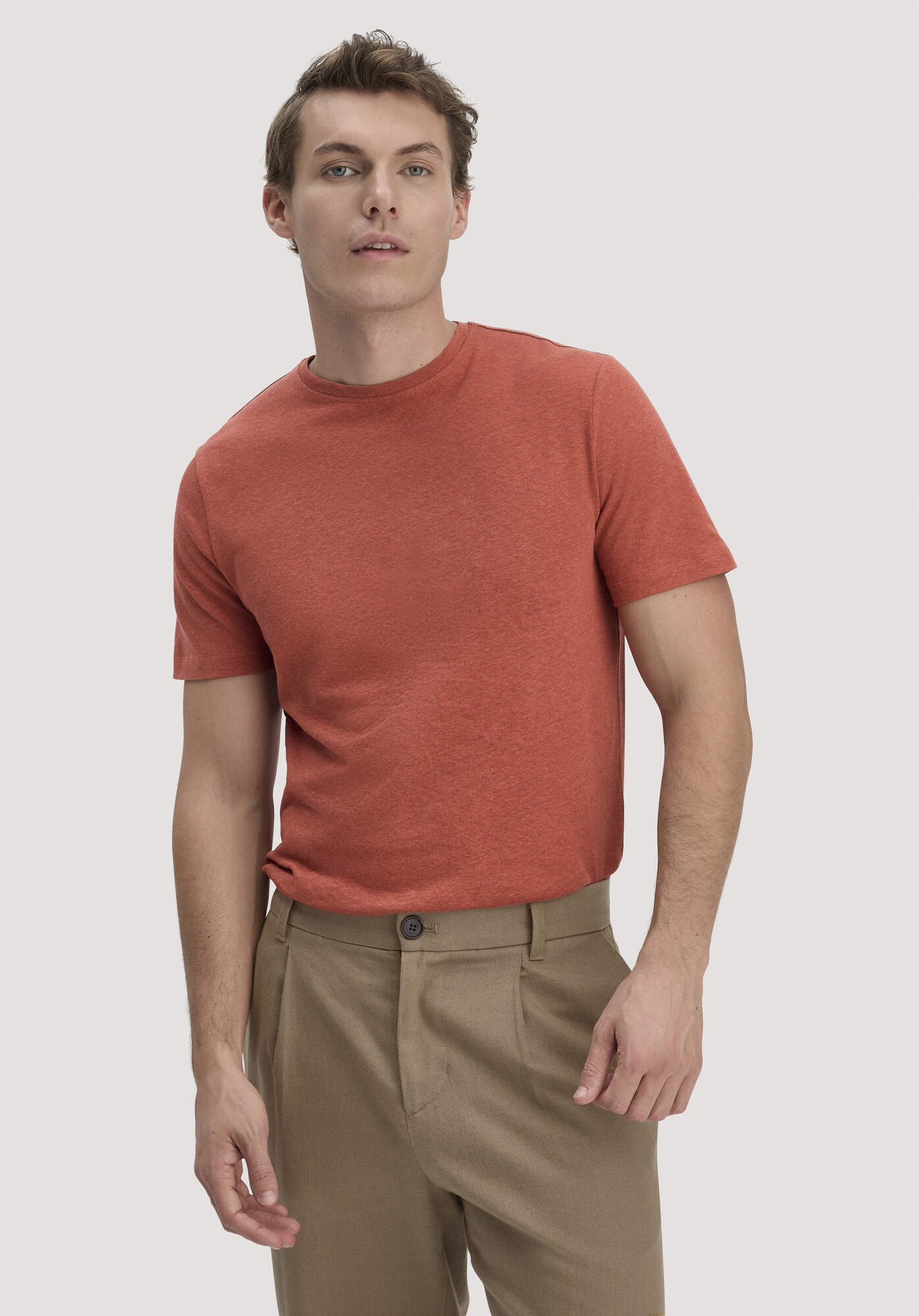 Hessnatur T-Shirt aus Bio-Baumwolle und Leinen (1-tlg)