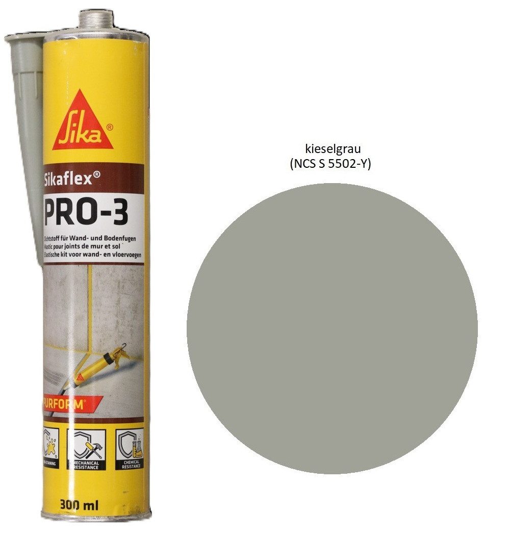 Sika Dichtstoff Sikaflex Pro 3 Polyurethan Dichtstoff 300ml Kartusche kieselgrau, gebrauchsfertig, Innen- und Aussenbereich