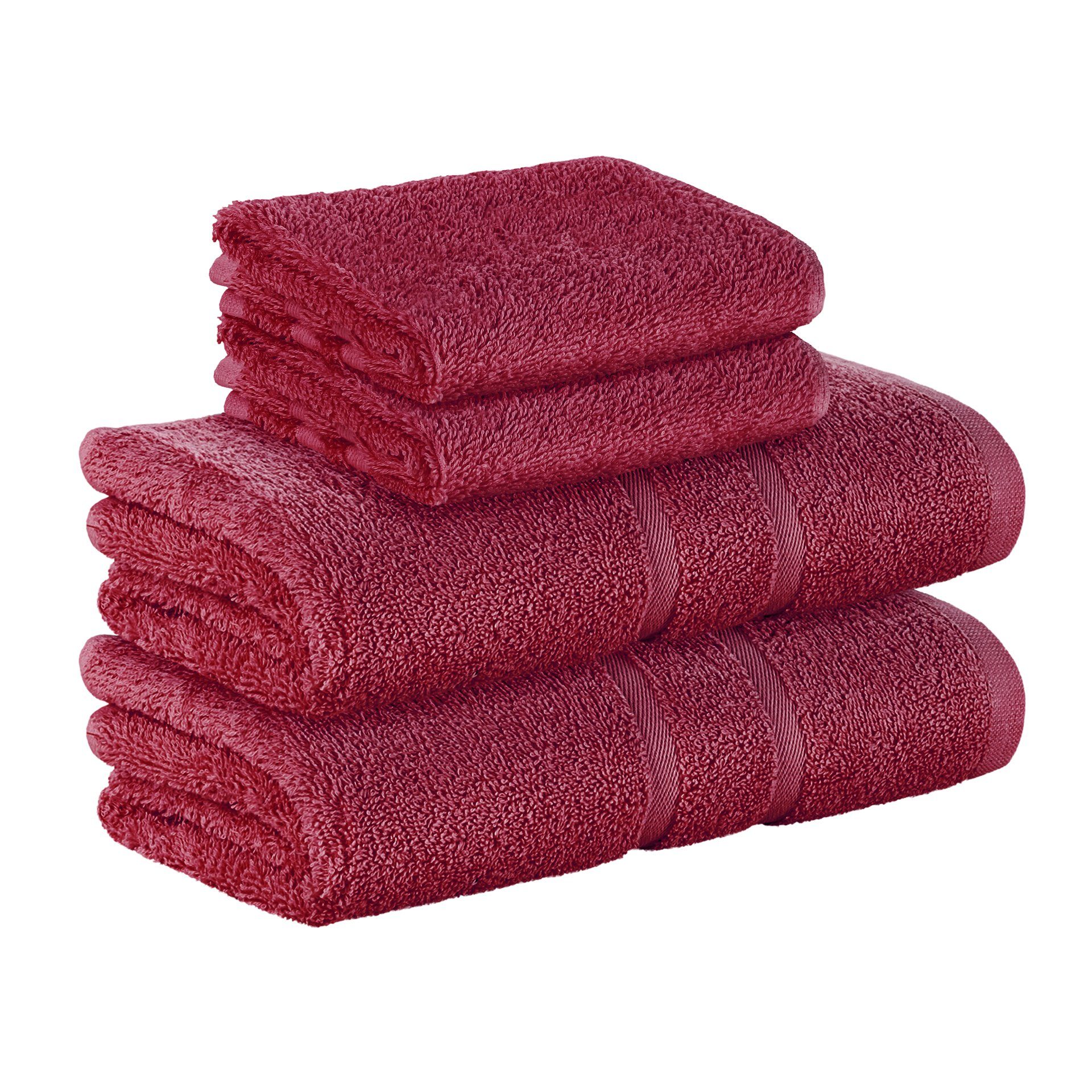 StickandShine Handtuch 2x Gästehandtuch 2x Handtücher als SET in verschiedenen Farben (4 Teilig) 100% Baumwolle 500 GSM Frottee 4er Handtuch Pack, 100% Baumwolle 500GSM Bordeaux