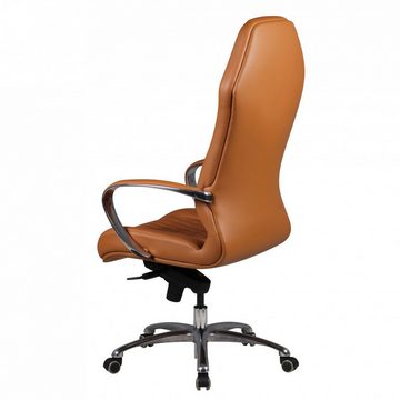 furnicato Bürostuhl MONTEREY Echt-Leder Caramel Schreibtischstuhl 120KG Chefsessel hohe Rückenlehne
